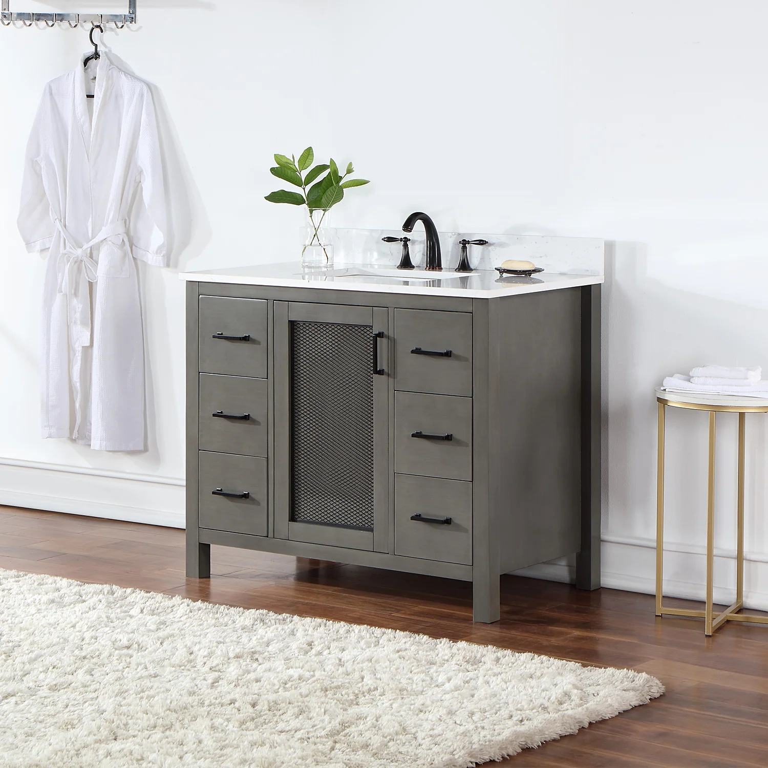 Altair Design Hadiya 42" Single Bathroom Vanity Set in Gray Pine with Aosta White Composite Stone Countertop - Image 11