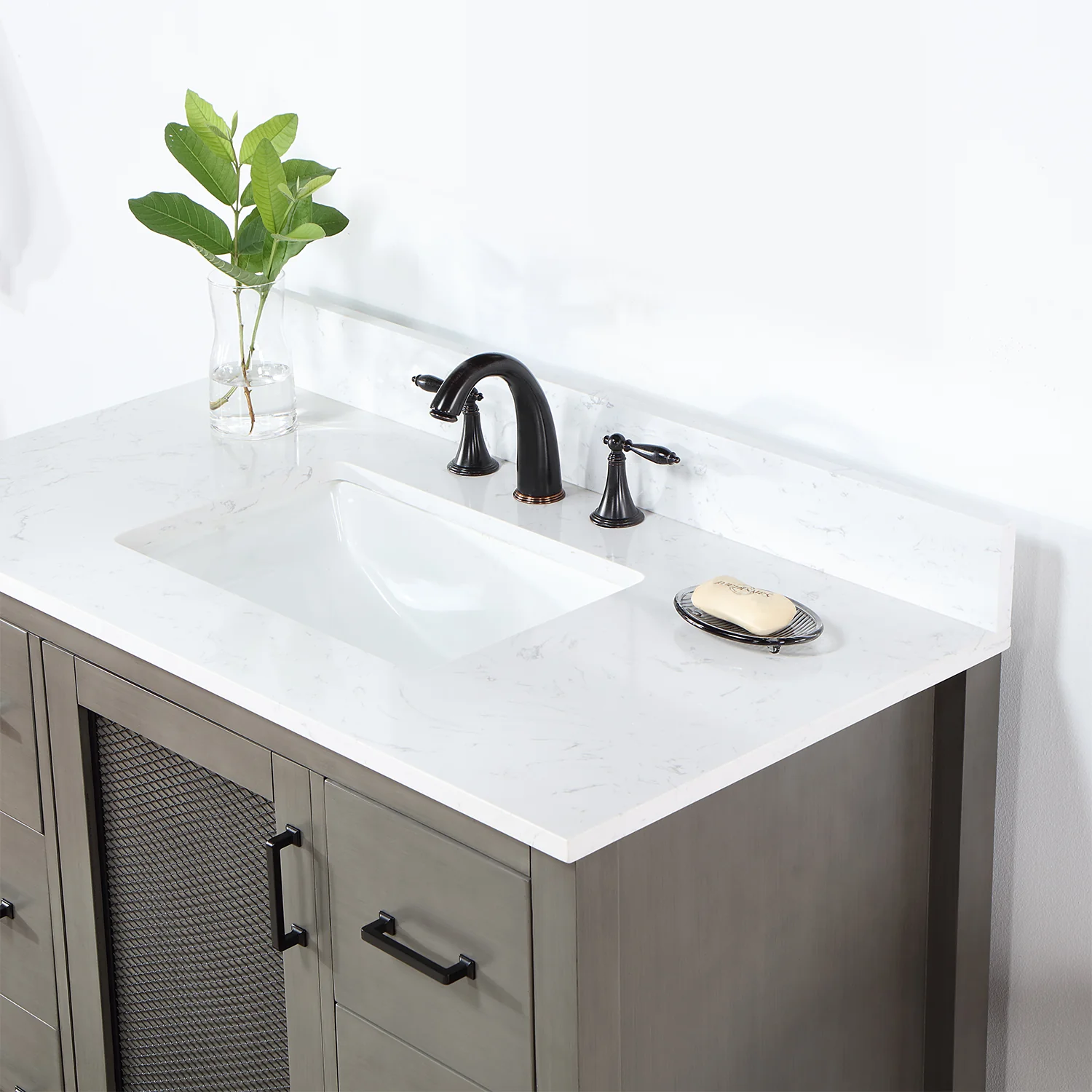 Altair Design Hadiya 42" Single Bathroom Vanity Set in Gray Pine with Aosta White Composite Stone Countertop - Image 16