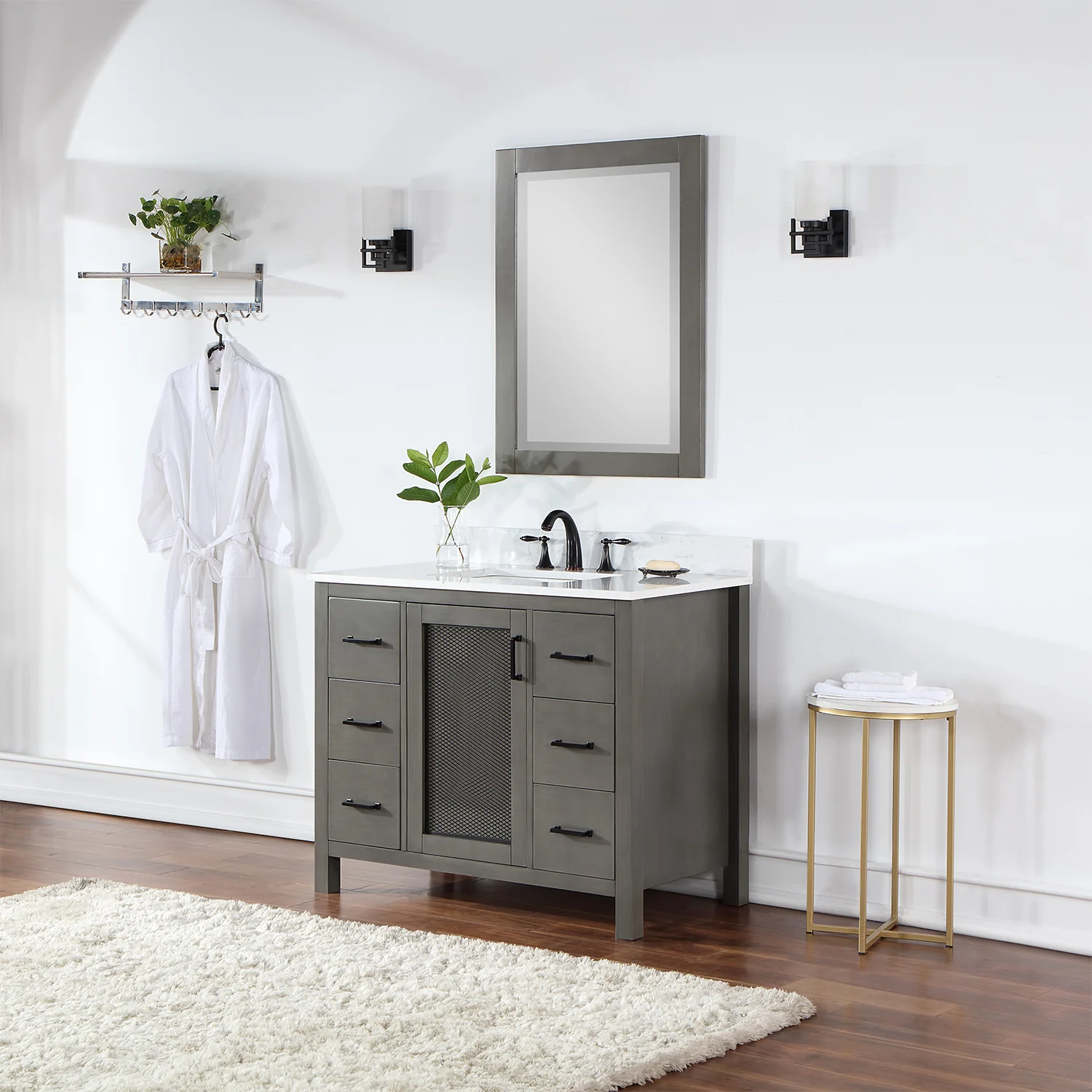Altair Design Hadiya 42" Single Bathroom Vanity Set in Gray Pine with Aosta White Composite Stone Countertop - Image 3