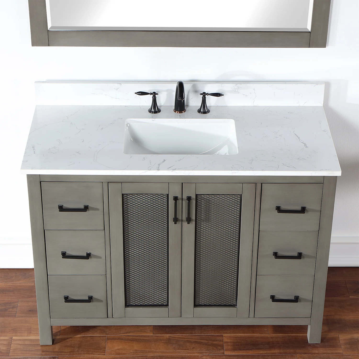 Altair Design Hadiya 48" Single Bathroom Vanity Set in Gray Pine with Aosta White Composite Stone Countertop - Image 7