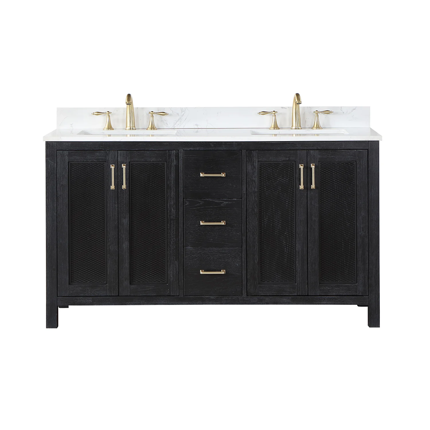 Altair Design Hadiya 60" Double Bathroom Vanity Set in Black Oak with Aosta White Composite Stone Countertop - Image 10