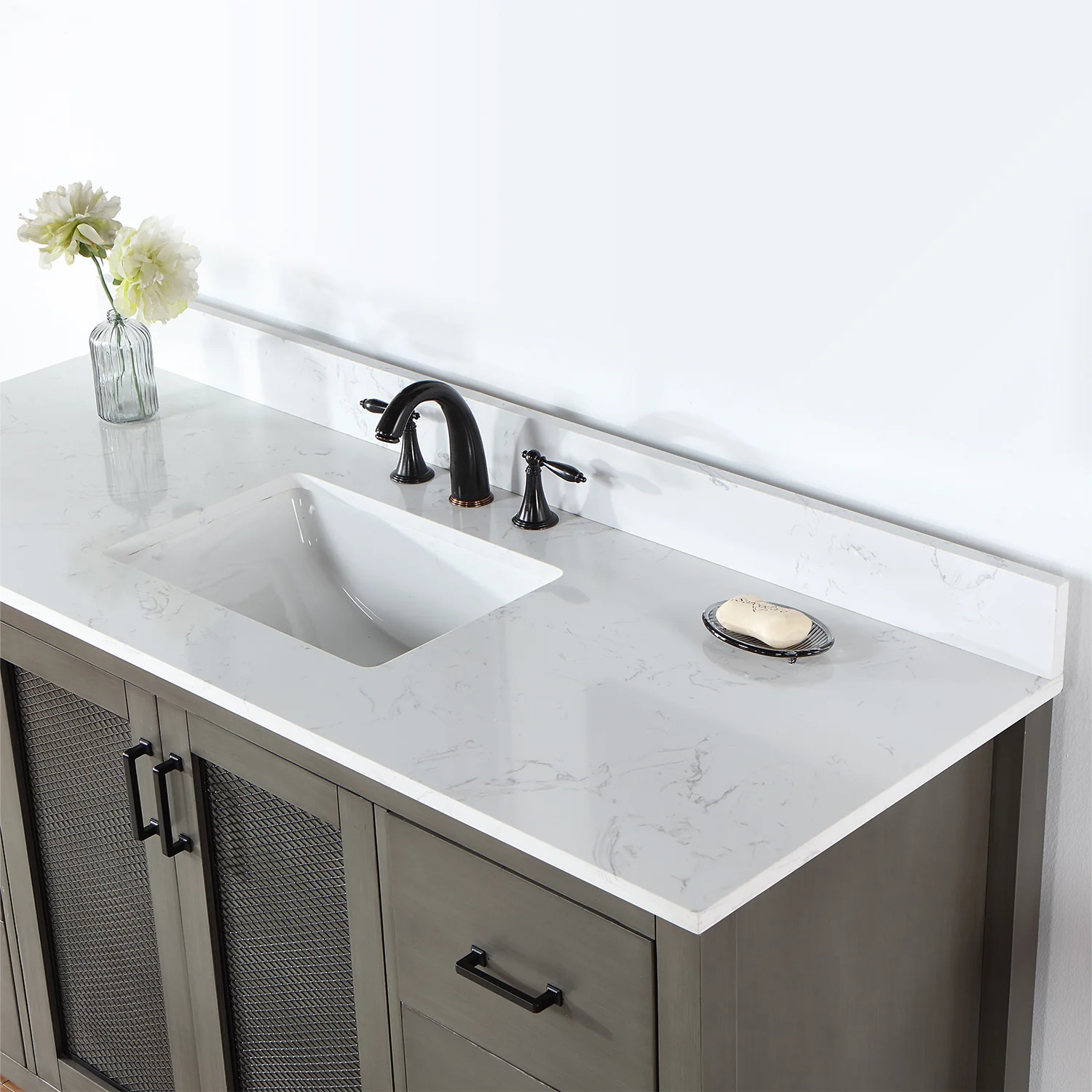 Altair Design Hadiya 60" Single Bathroom Vanity Set in Gray Pine with Aosta White Composite Stone Countertop - Image 16
