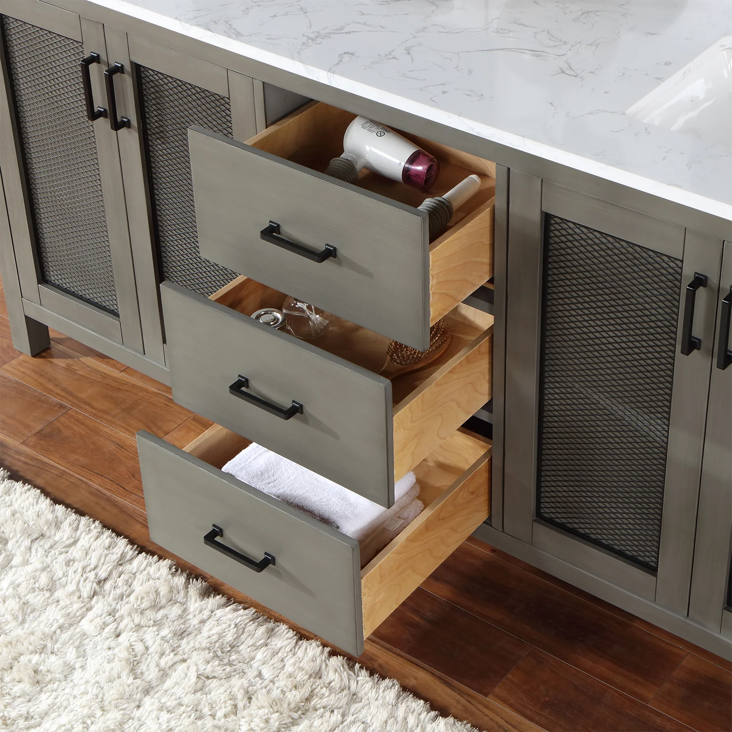 Altair Design Hadiya 72" Double Bathroom Vanity Set in Gray Pine with Aosta White Composite Stone Countertop - Image 14
