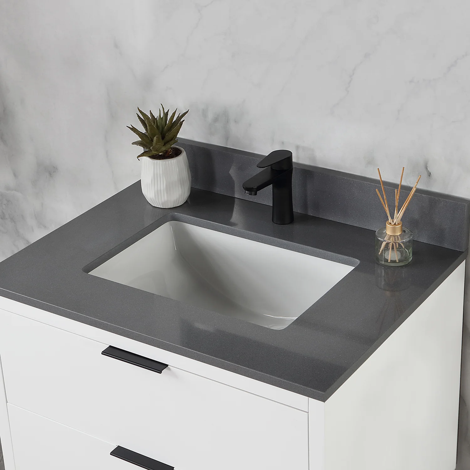 Altair Design Helios 30" Single Bathroom Vanity in White with Concrete Gray Composite Stone Countertop - Image 16