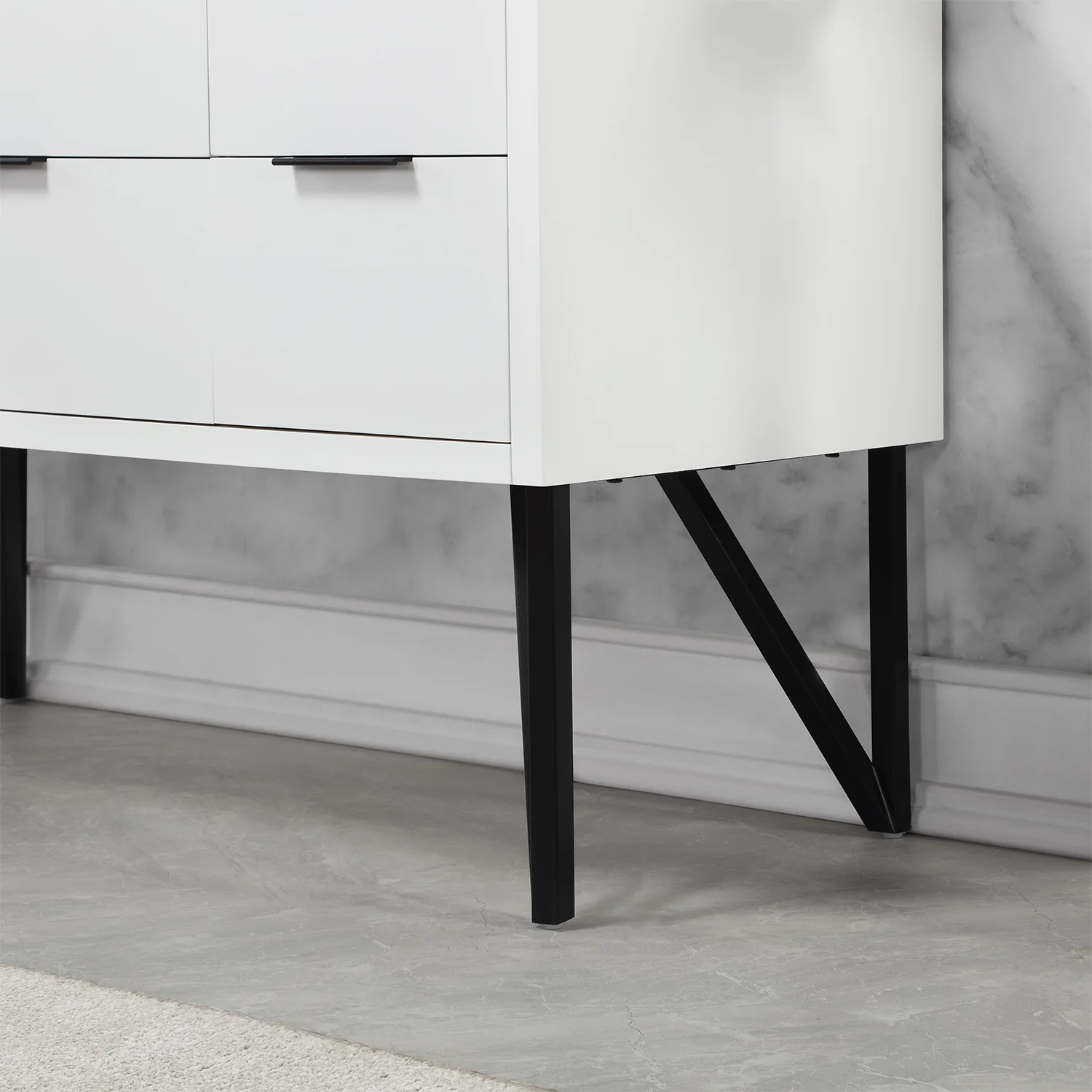 Altair Design Helios 48" Single Bathroom Vanity in White with Concrete Gray Composite Stone Countertop - Image 4