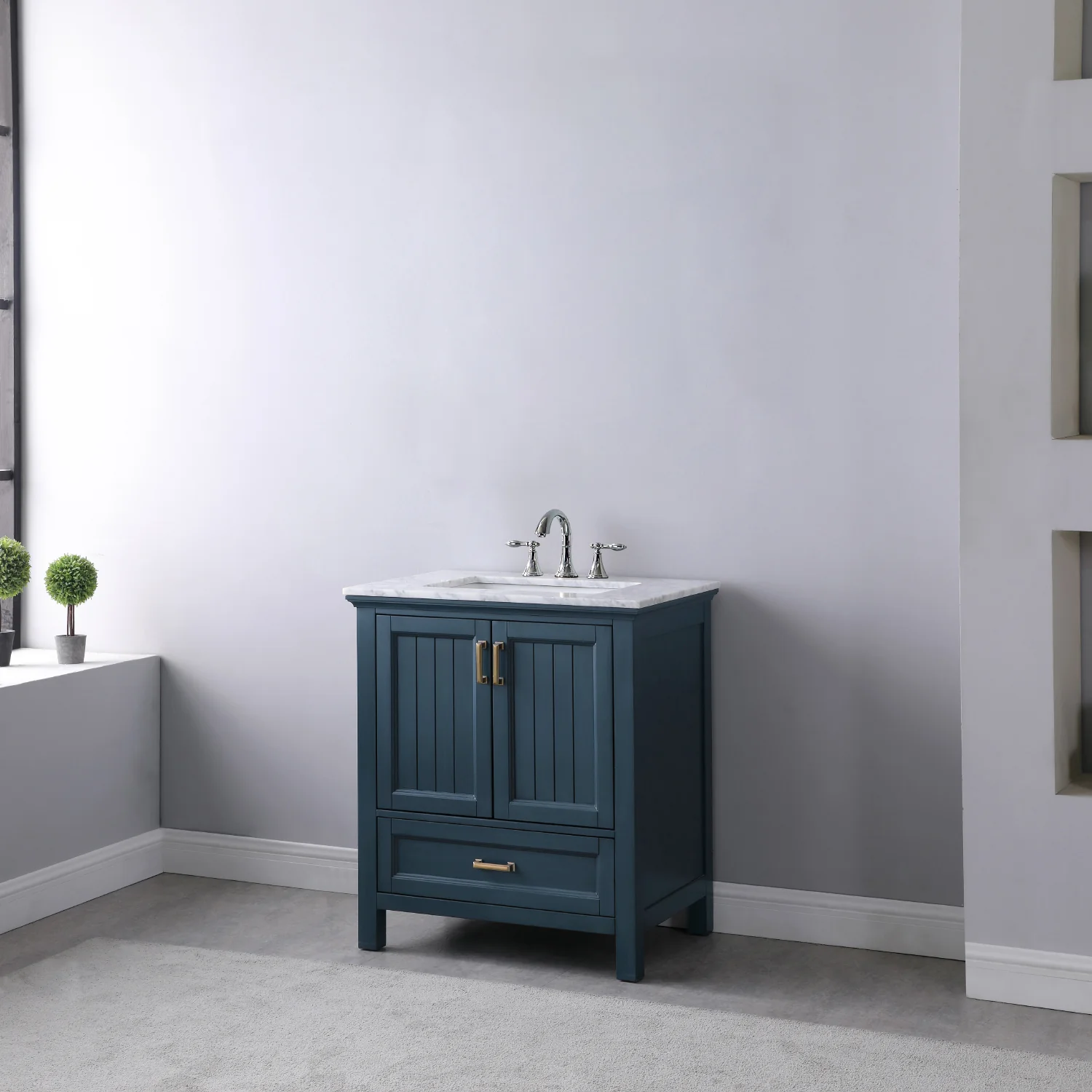 Altair Design Isla 30" Single Bathroom Vanity Set in Classic Blue and Carrara White Marble Countertop - Image 11