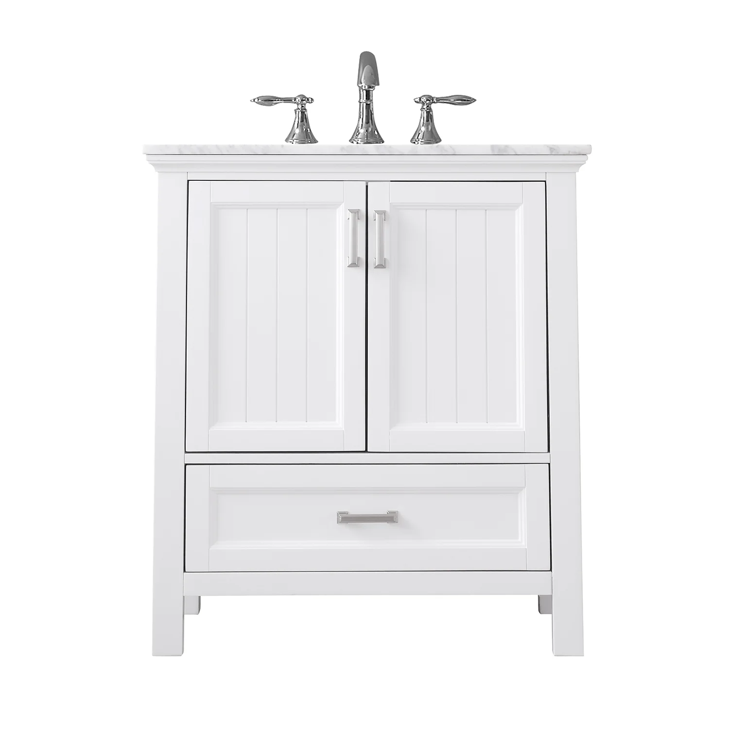 Altair Design Isla 30" Single Bathroom Vanity Set in White and Carrara White Marble Countertop - Image 9