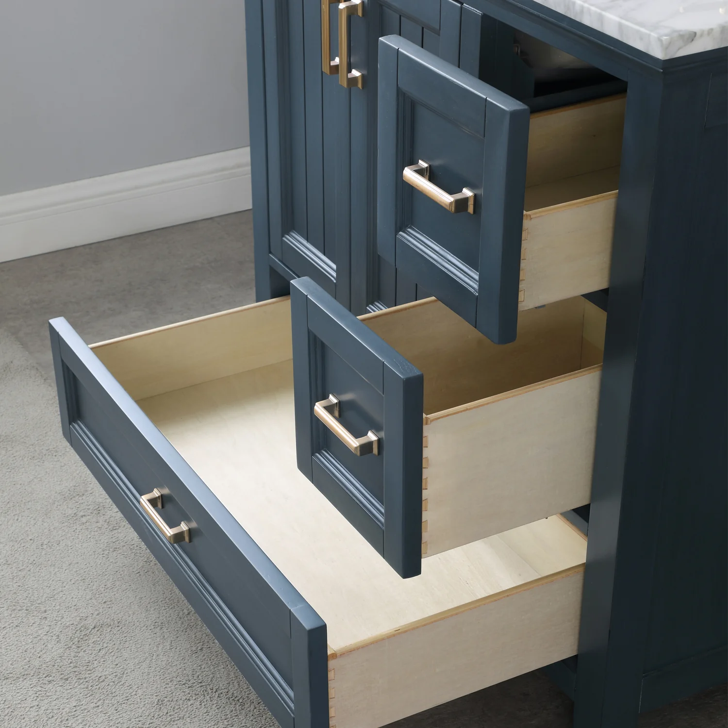 Altair Design Isla 36" Single Bathroom Vanity Set in Classic Blue and Carrara White Marble Countertop - Image 16
