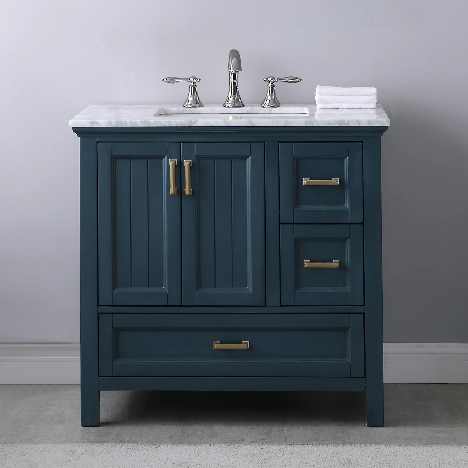 Altair Design Isla 36" Single Bathroom Vanity Set in Classic Blue and Carrara White Marble Countertop - Image 8