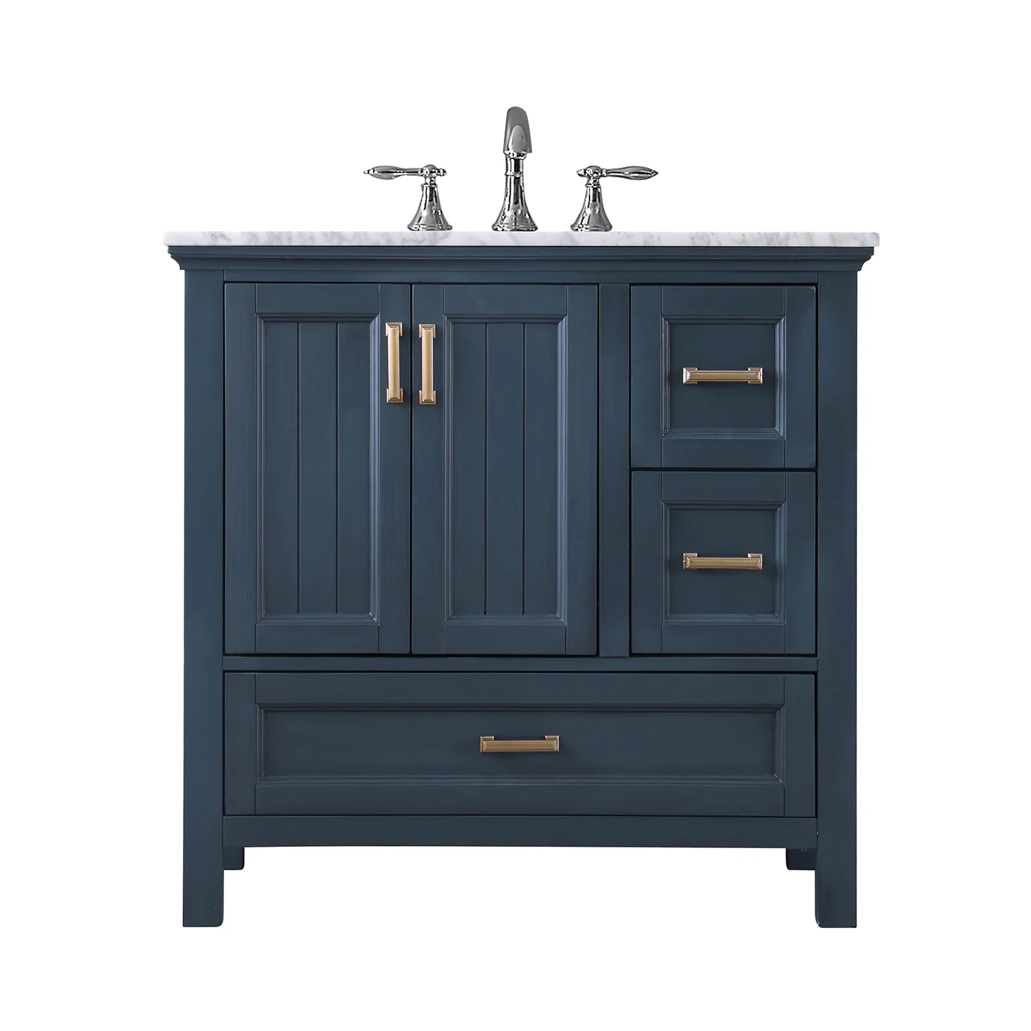 Altair Design Isla 36" Single Bathroom Vanity Set in Classic Blue and Carrara White Marble Countertop - Image 9