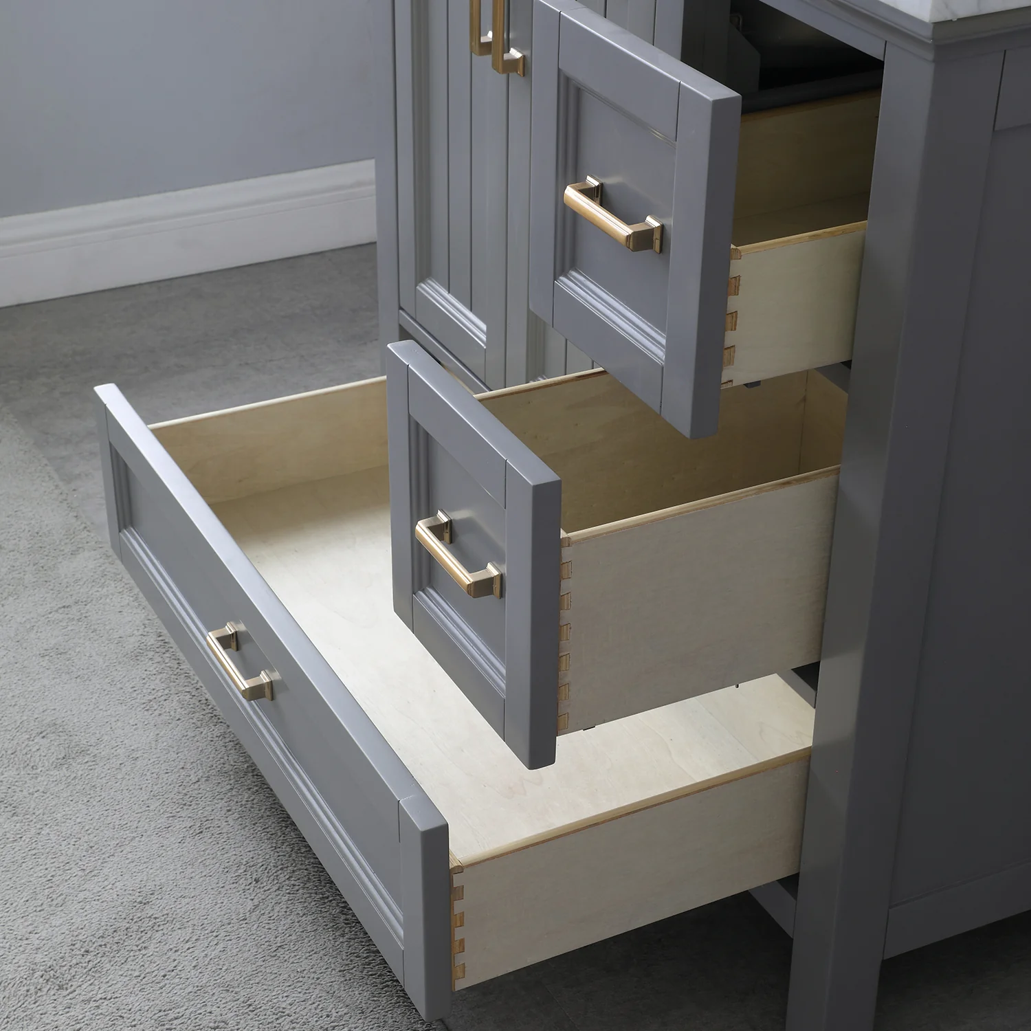 Altair Design Isla 36" Single Bathroom Vanity Set in Gray and Carrara White Marble Countertop - Image 15