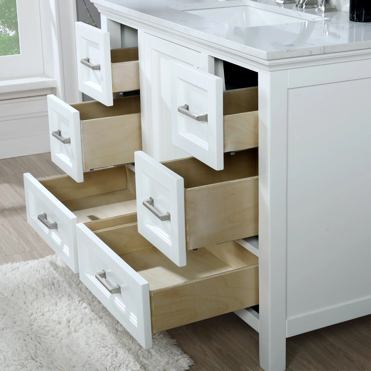 Altair Design Isla 42" Single Bathroom Vanity Set in White and Aosta White Composite Stone Countertop - Image 15