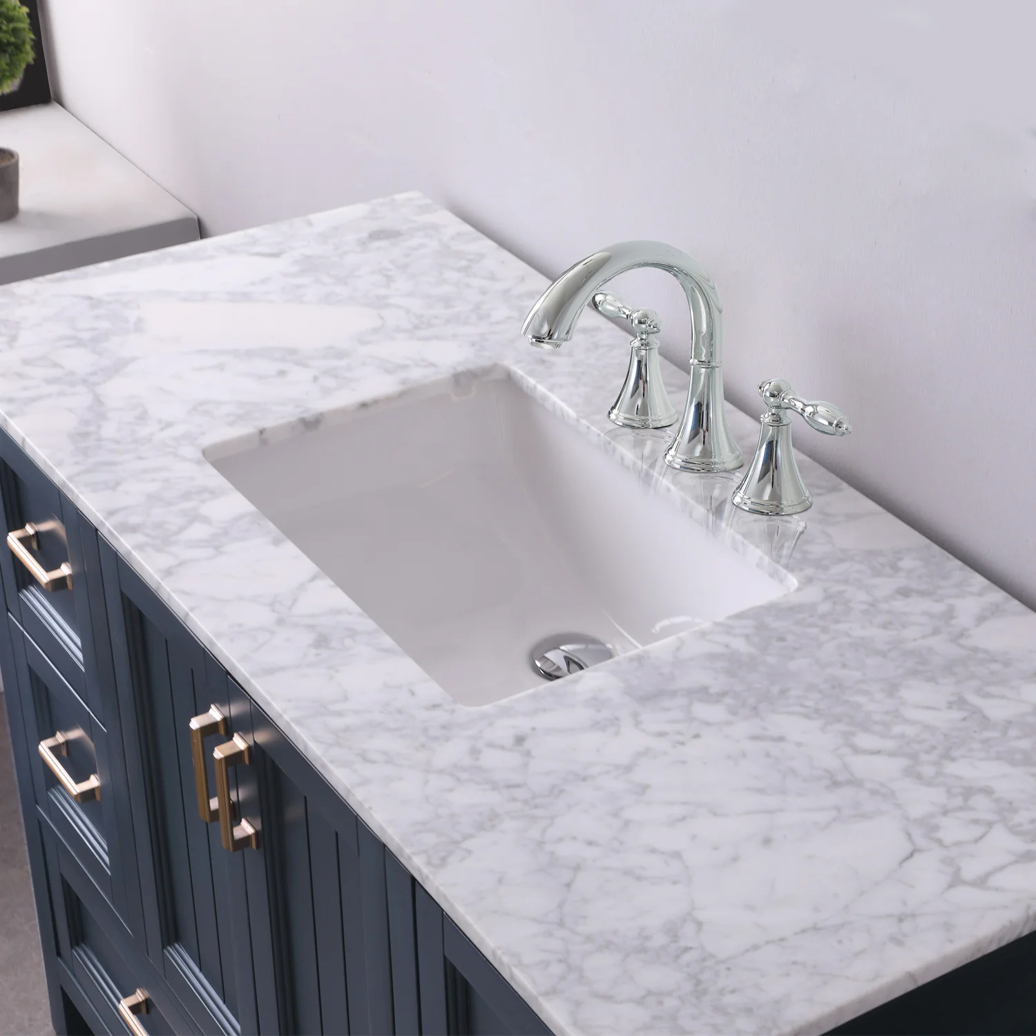 Altair Design Isla 48" Single Bathroom Vanity Set in Classic Blue and Carrara White Marble Countertop - Image 16