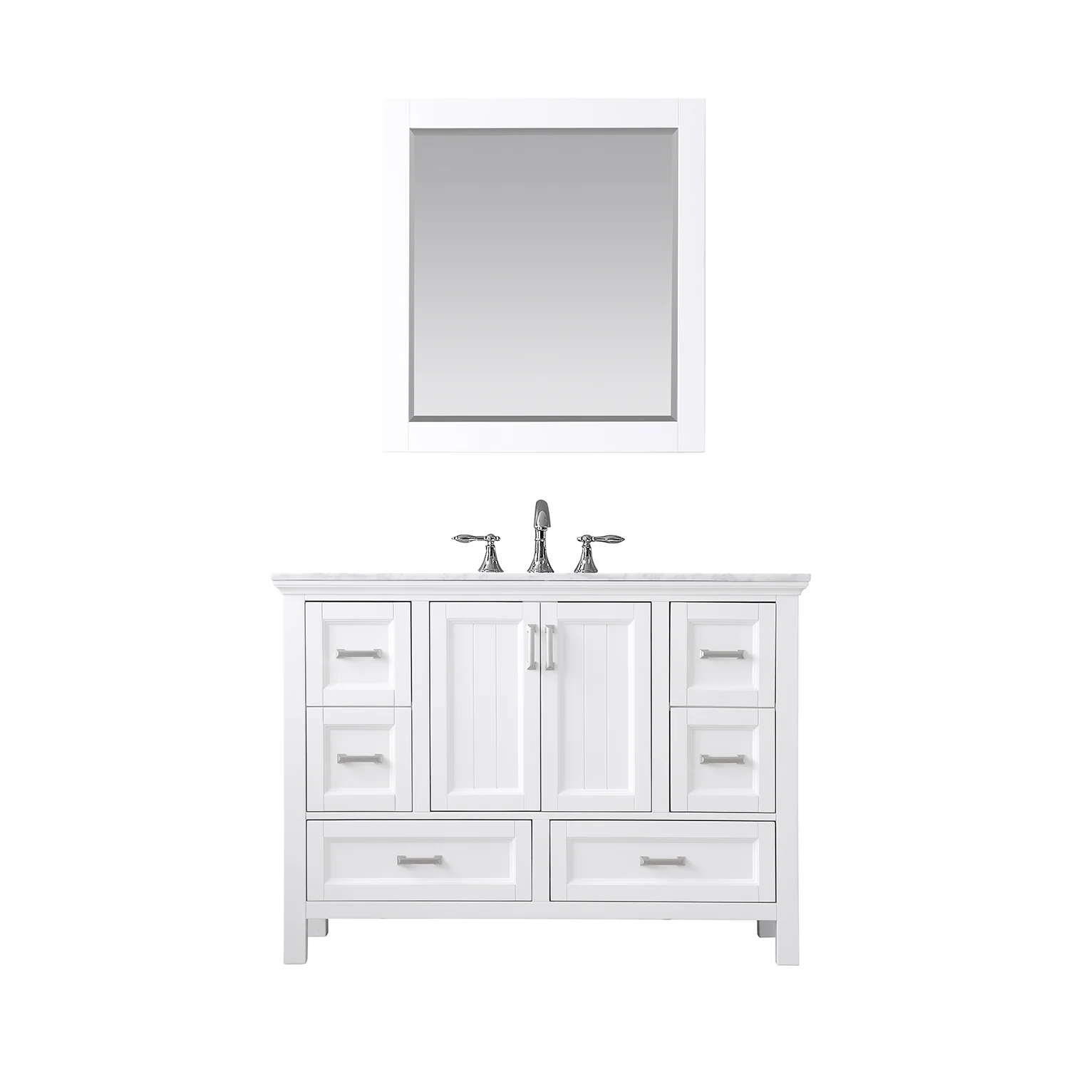 Altair Design Isla 48" Single Bathroom Vanity Set in White and Carrara White Marble Countertop - Image 2