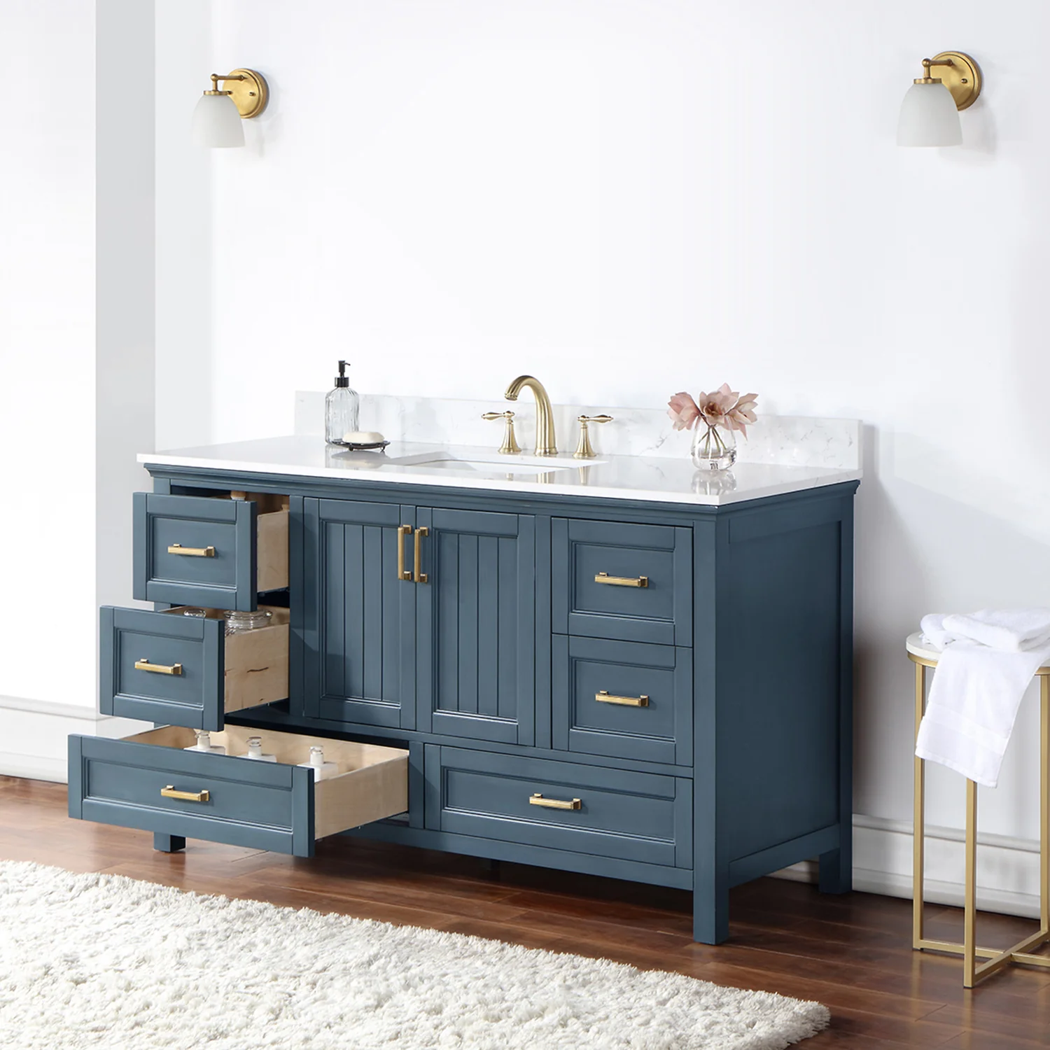 Altair Design Isla 60" Single Bathroom Vanity Set in Classic Blue and Aosta White Composite Stone Countertop - Image 16