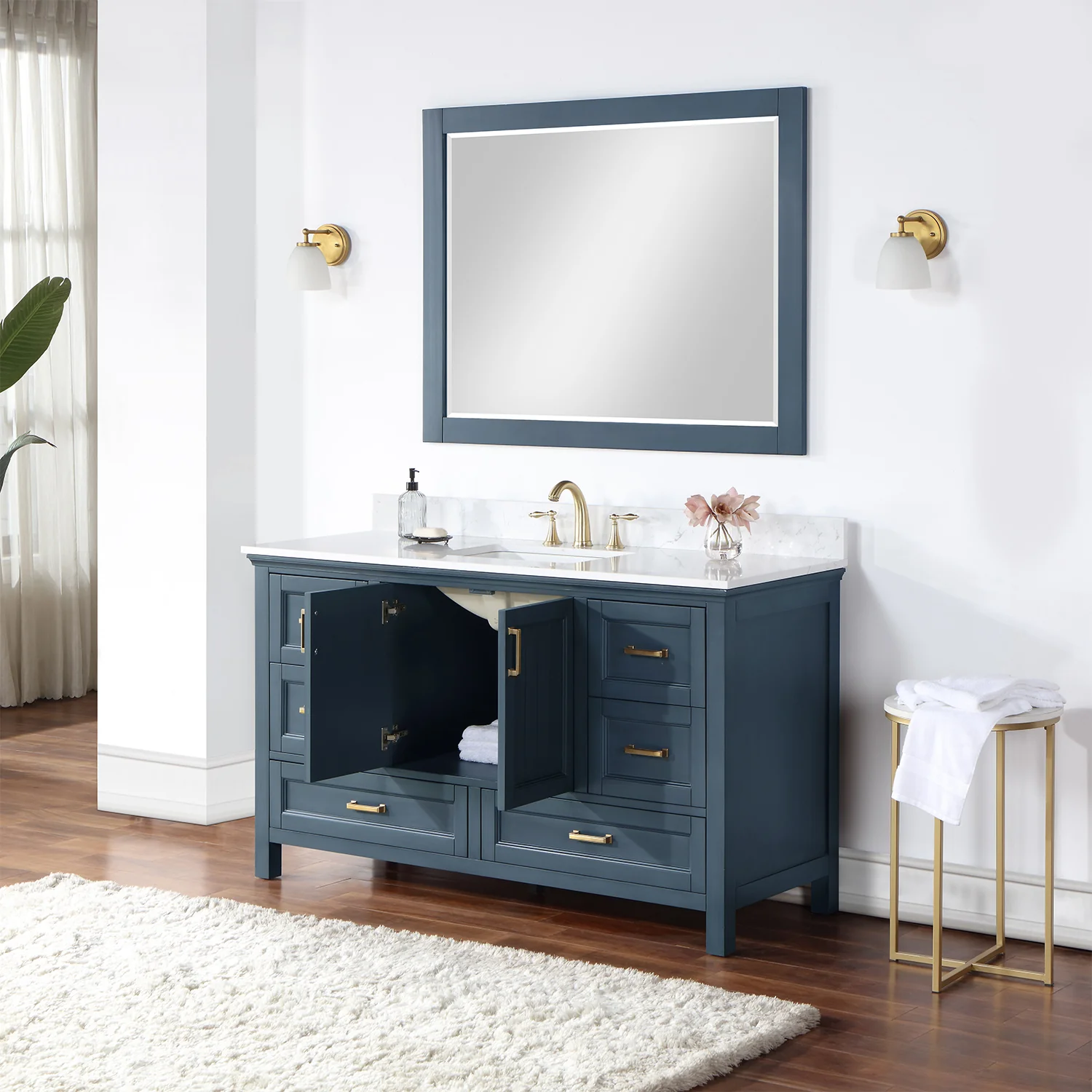 Altair Design Isla 60" Single Bathroom Vanity Set in Classic Blue and Aosta White Composite Stone Countertop - Image 5