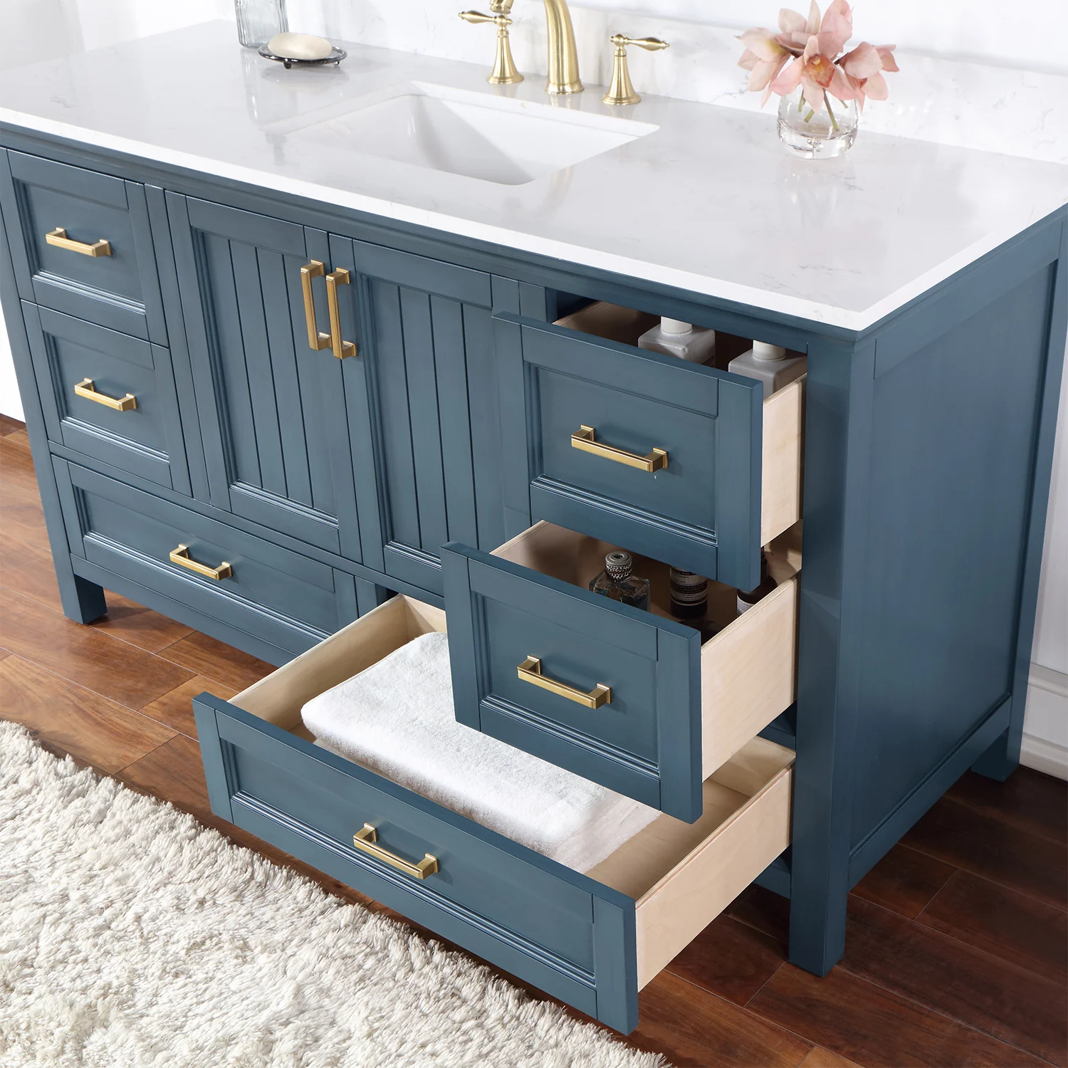 Altair Design Isla 60" Single Bathroom Vanity Set in Classic Blue and Aosta White Composite Stone Countertop - Image 7