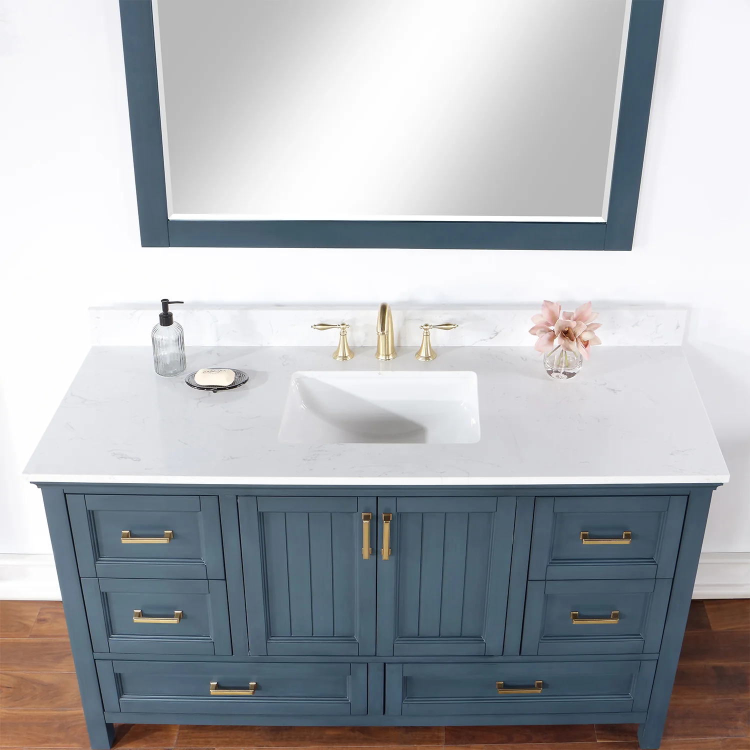 Altair Design Isla 60" Single Bathroom Vanity Set in Classic Blue and Aosta White Composite Stone Countertop - Image 8