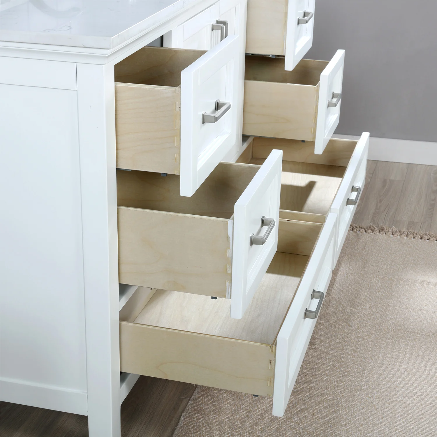Altair Design Isla 60" Single Bathroom Vanity Set in White and Aosta White Composite Stone Countertop - Image 14