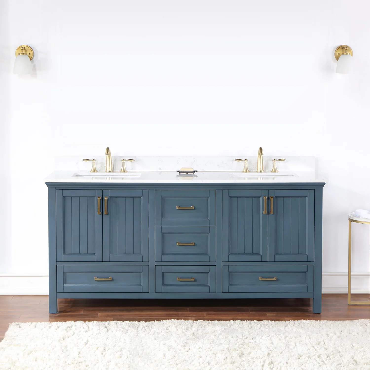 Altair Design Isla 72" Double Bathroom Vanity Set in Classic Blue and Aosta White Composite Stone Countertop - Image 11
