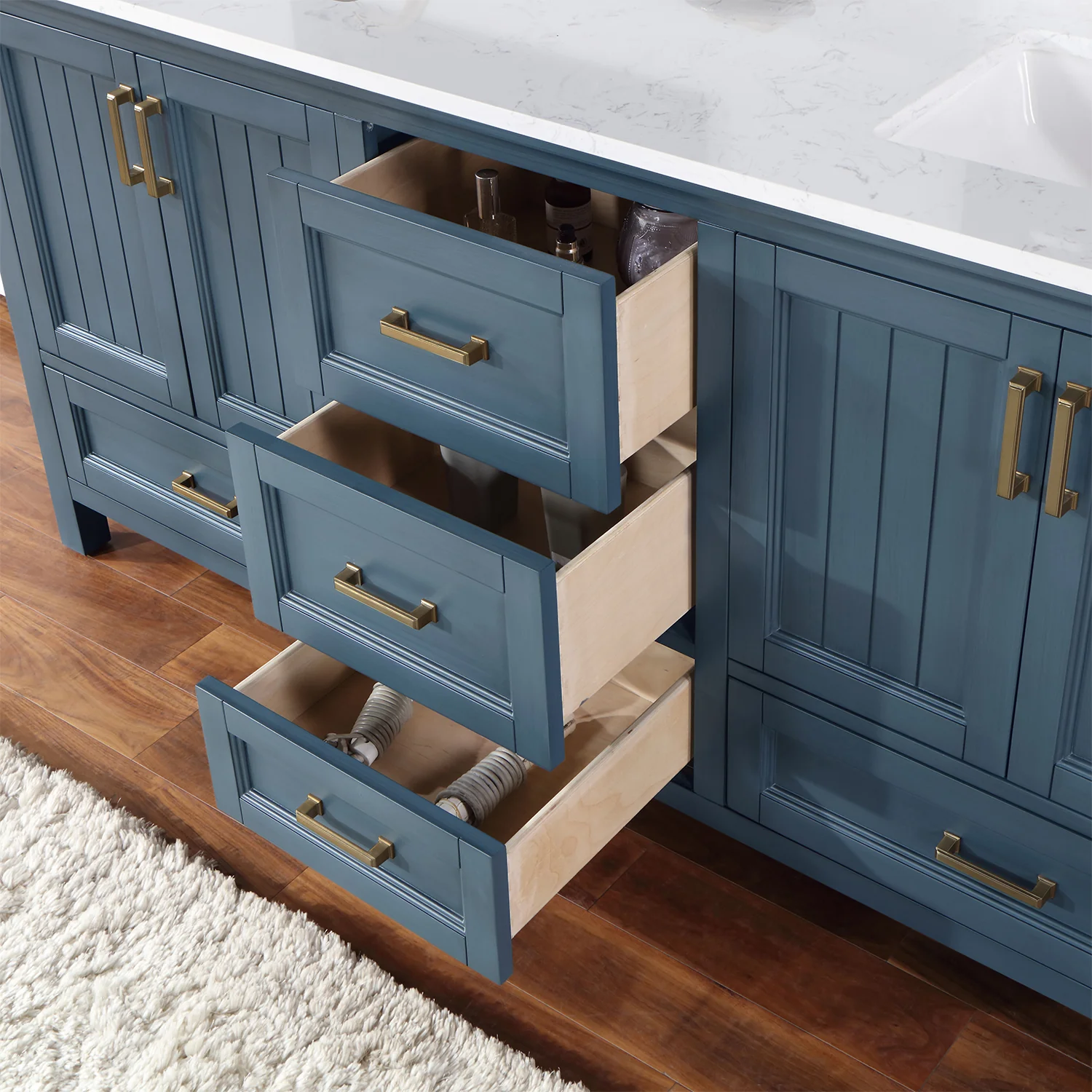 Altair Design Isla 72" Double Bathroom Vanity Set in Classic Blue and Aosta White Composite Stone Countertop - Image 7