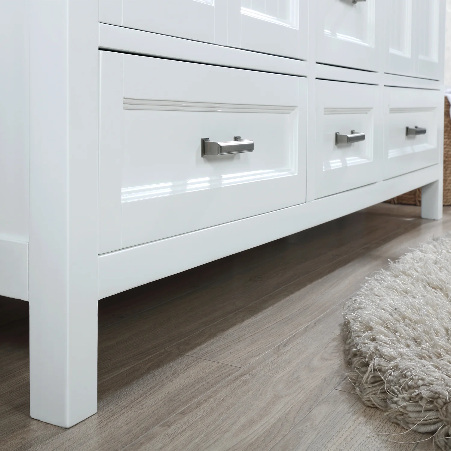 Altair Design Isla 72" Double Bathroom Vanity Set in White and Aosta White Composite Stone Countertop - Image 4