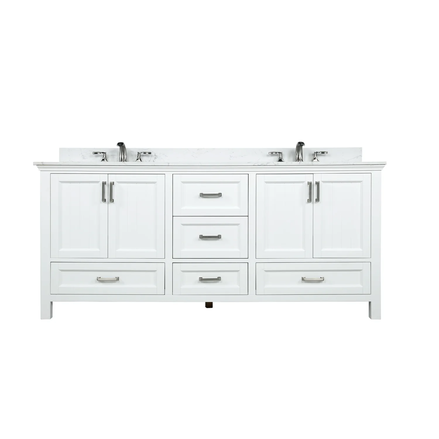 Altair Design Isla 72" Double Bathroom Vanity Set in White and Aosta White Composite Stone Countertop - Image 9