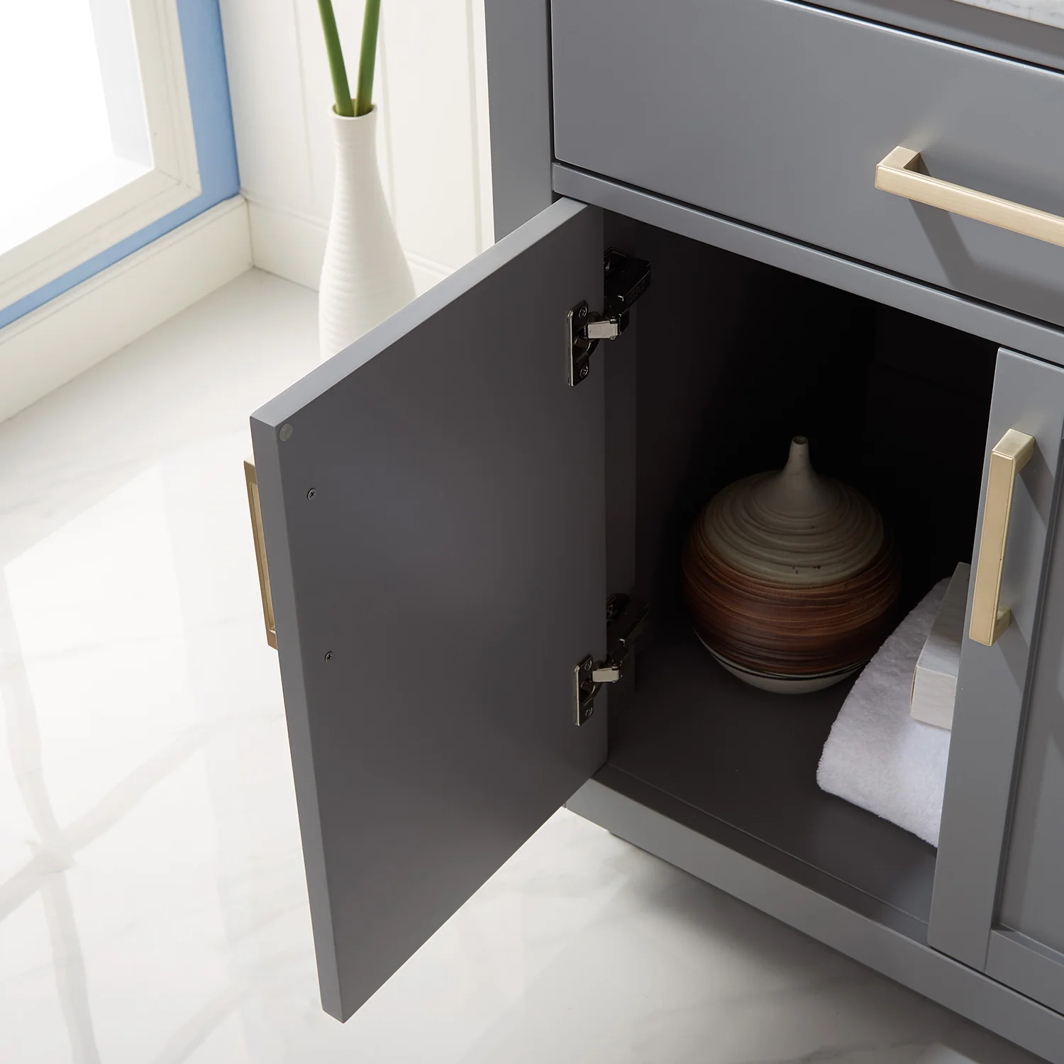 Altair Design Ivy 30" Single Bathroom Vanity Set in Gray and Carrara White Marble Countertop - Image 12