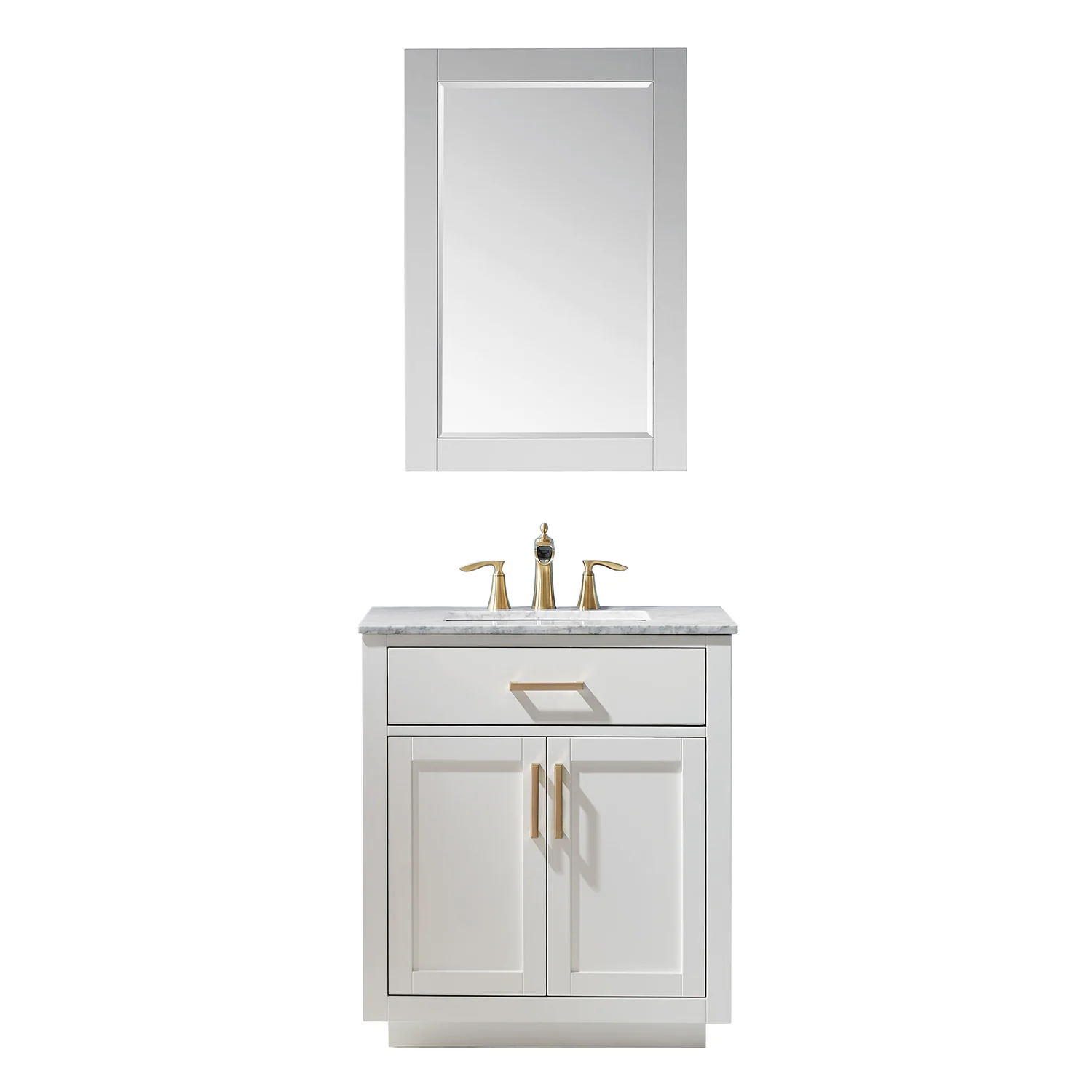 Altair Design Ivy 30" Single Bathroom Vanity Set in White and Carrara White Marble Countertop - Image 2