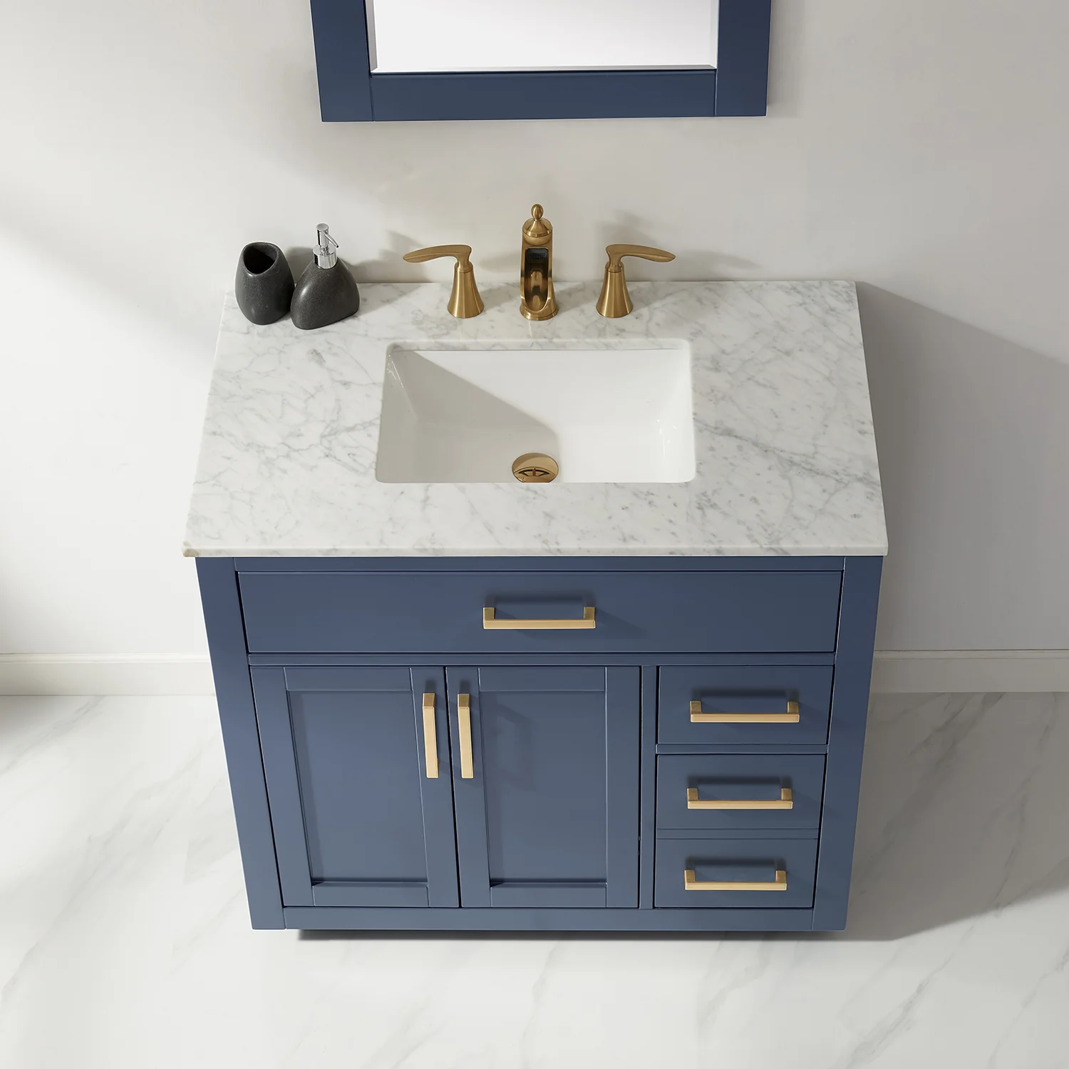 Altair Design Ivy 36" Single Bathroom Vanity Set in Royal Blue and Carrara White Marble Countertop - Image 5