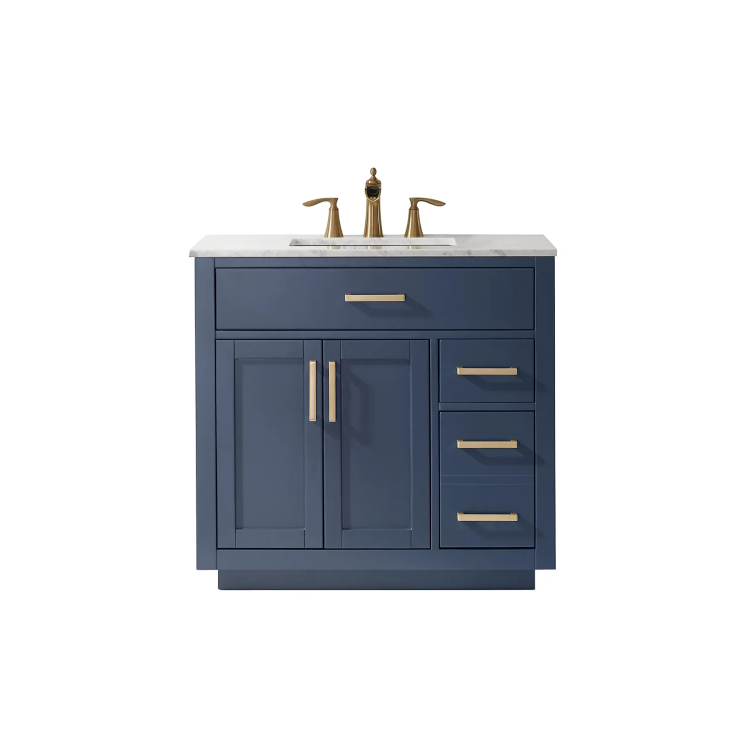 Altair Design Ivy 36" Single Bathroom Vanity Set in Royal Blue and Carrara White Marble Countertop - Image 8