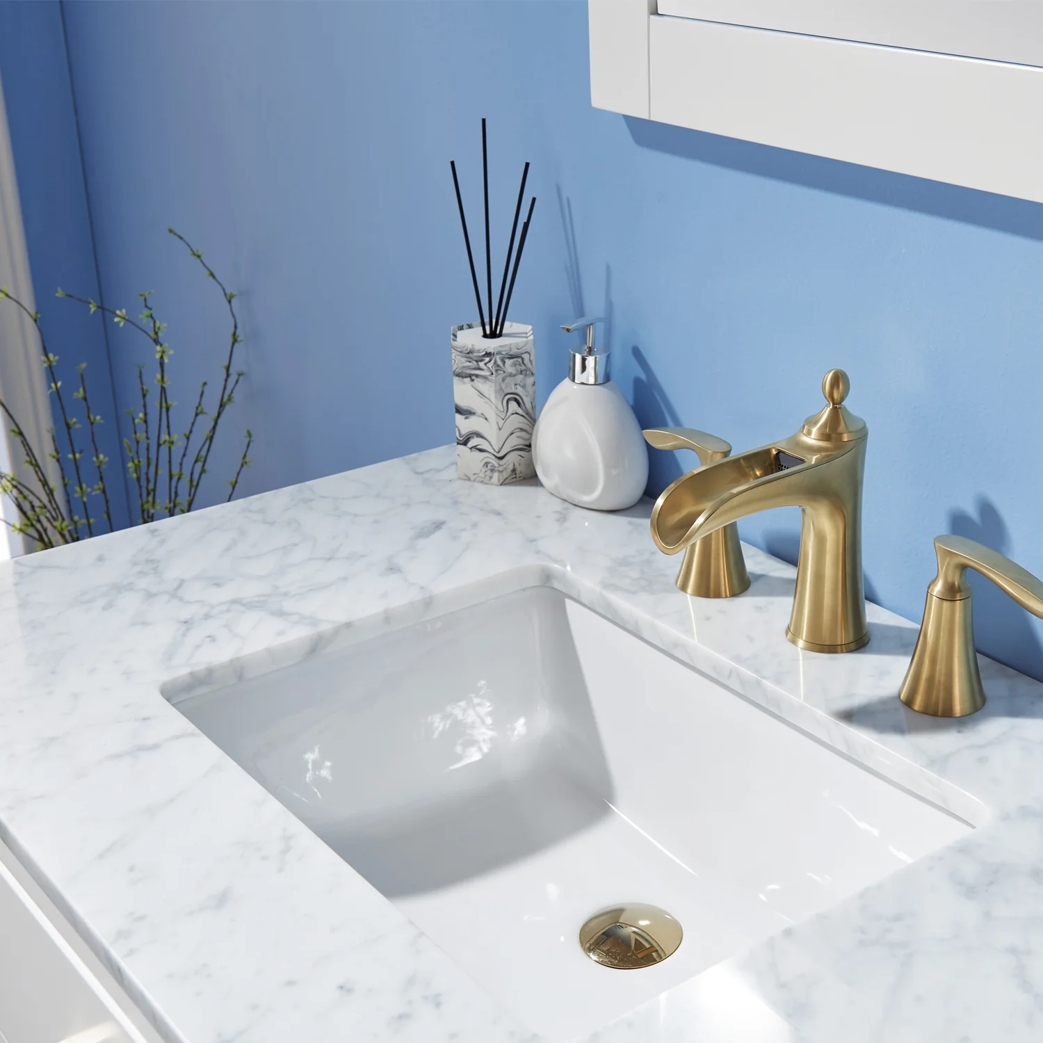 Altair Design Ivy 36" Single Bathroom Vanity Set in White and Carrara White Marble Countertop - Image 14