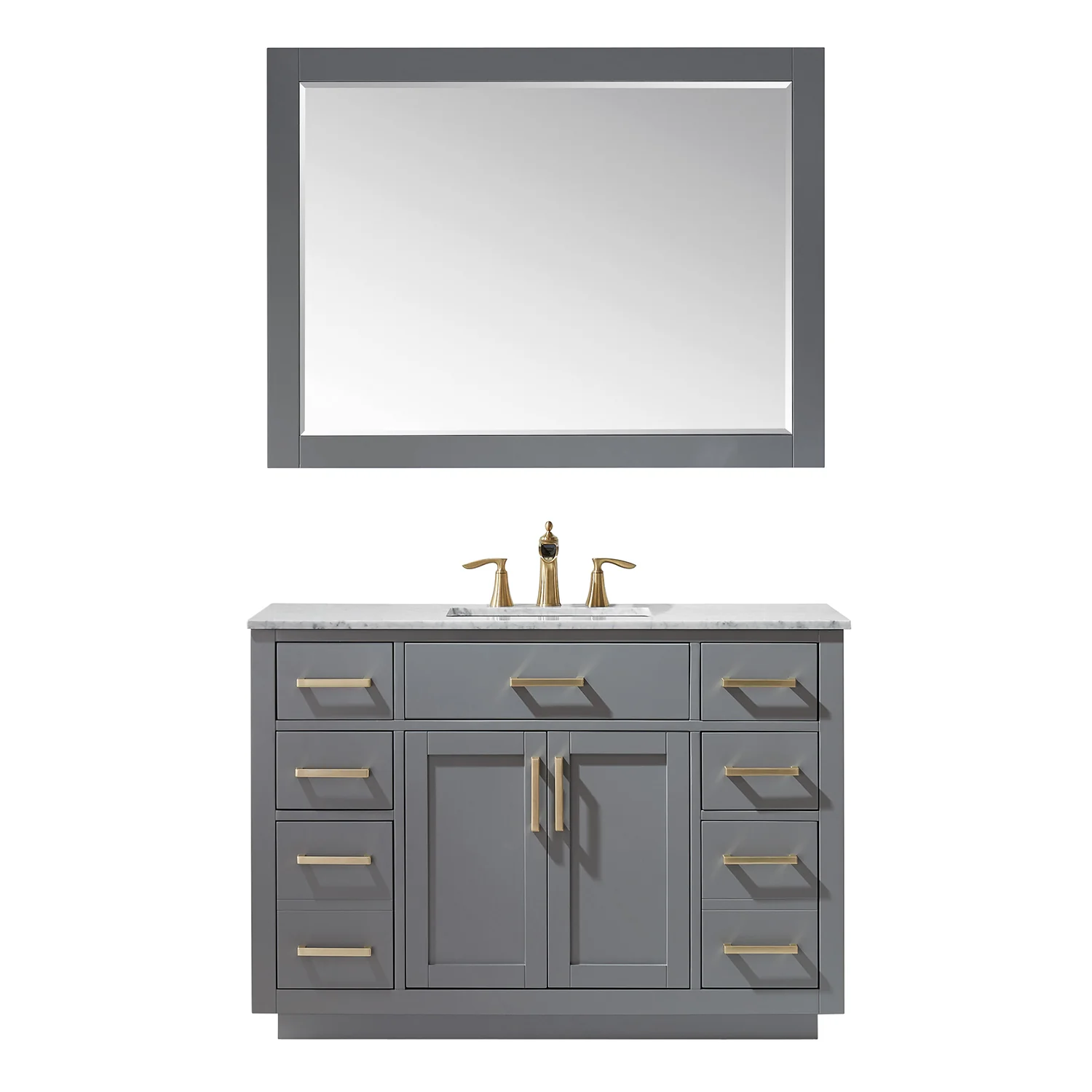 Altair Design Ivy 48" Single Bathroom Vanity Set in Gray and Carrara White Marble Countertop - Image 2