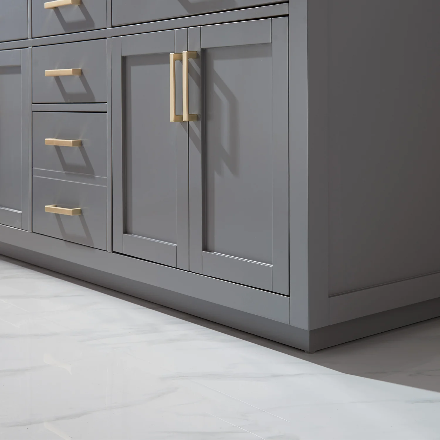 Altair Design Ivy 72" Double Bathroom Vanity Set in Gray and Carrara White Marble Countertop - Image 10