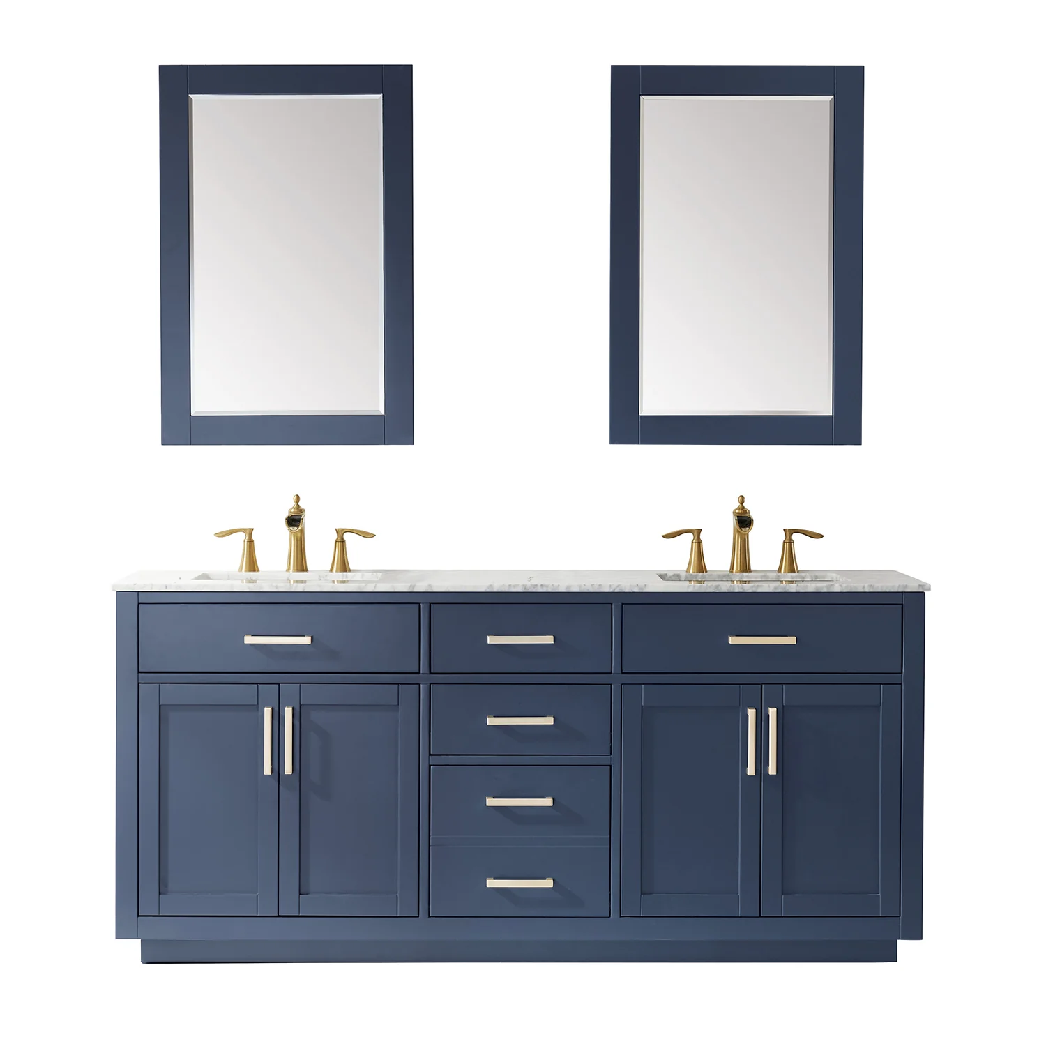 Altair Design Ivy 72" Double Bathroom Vanity Set in Royal Blue and Carrara White Marble Countertop - Image 2
