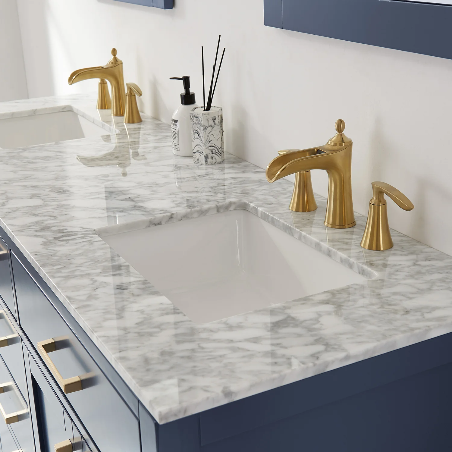 Altair Design Ivy 72" Double Bathroom Vanity Set in Royal Blue and Carrara White Marble Countertop - Image 6