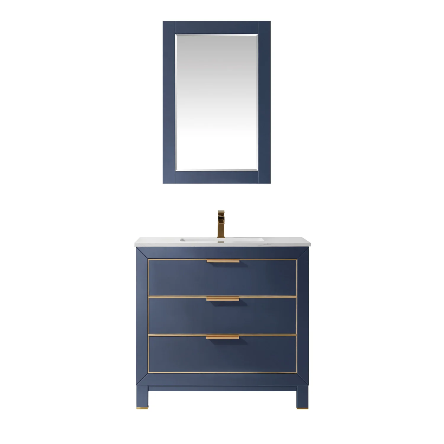 Altair Design Jackson 36" Single Bathroom Vanity Set in Royal Blue and Aosta White Composite Stone Countertop - Image 2