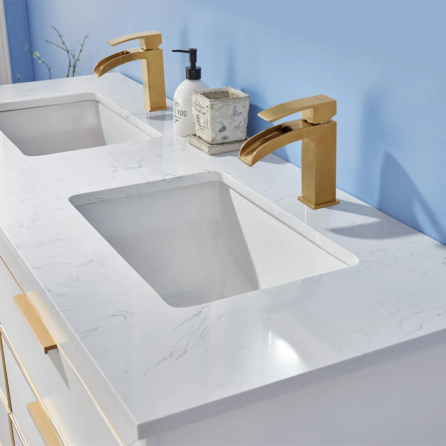 Altair Design Jackson 60" Double Bathroom Vanity Set in White and Aosta White Composite Stone Countertop - Image 21