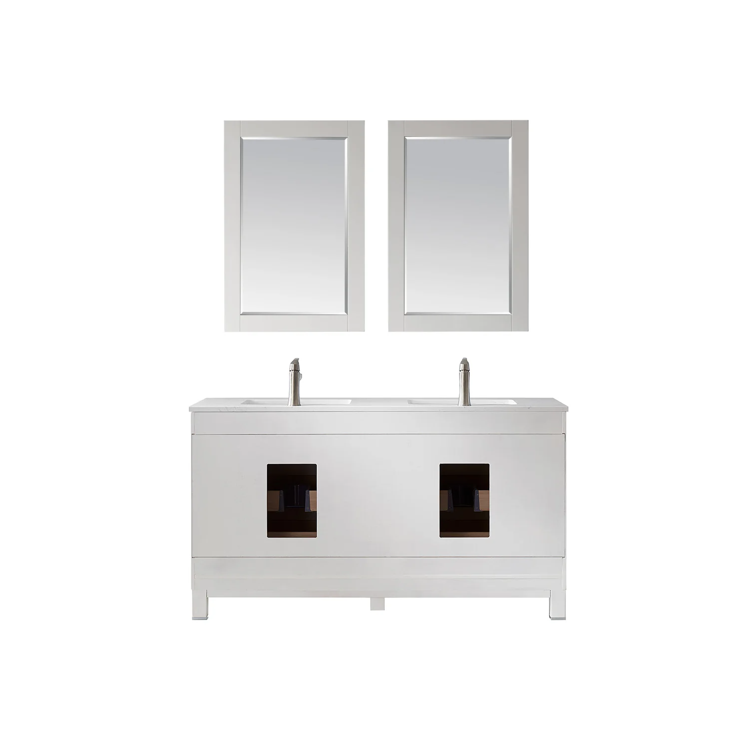 Altair Design Jackson 60" Double Bathroom Vanity Set in White and Aosta White Composite Stone Countertop - Image 9
