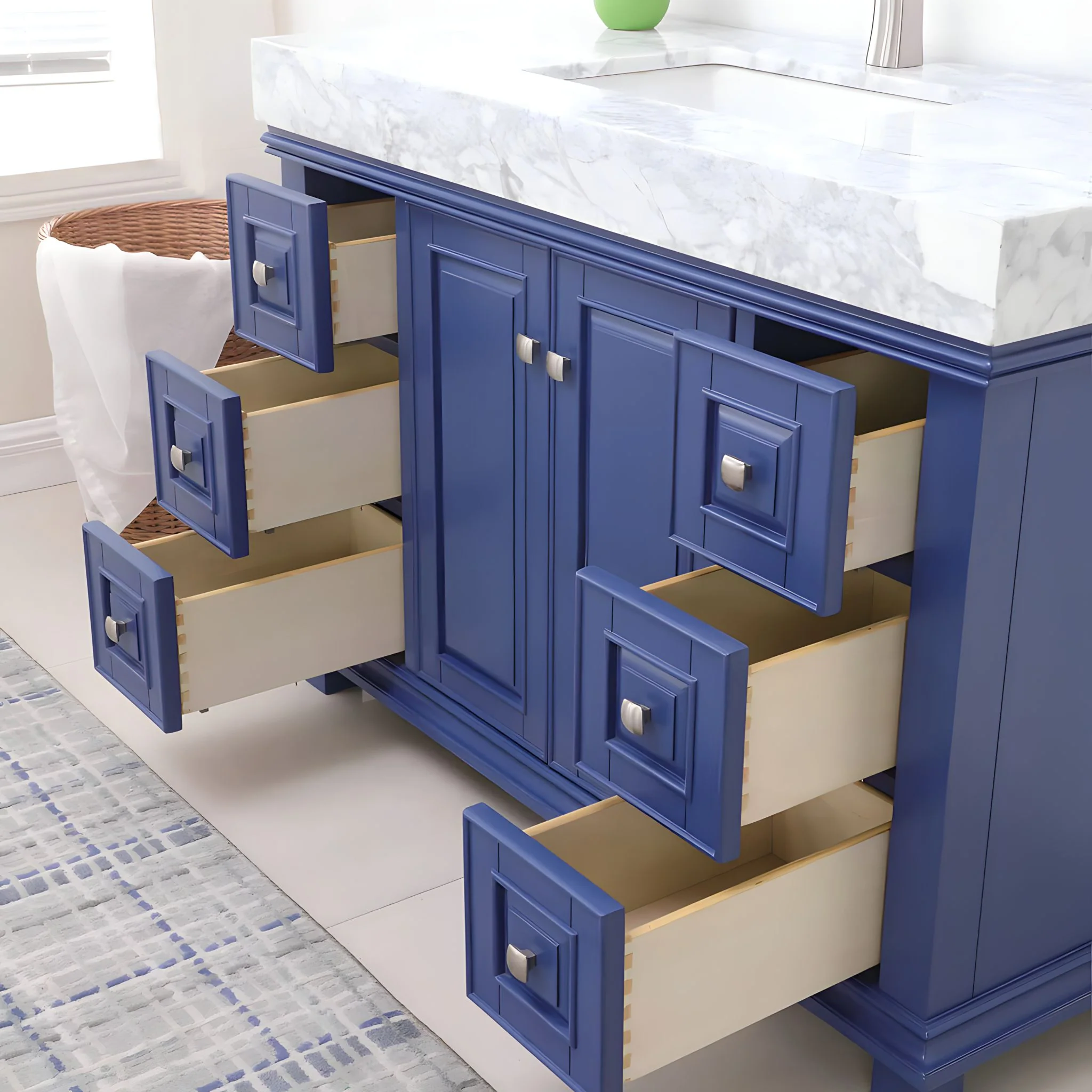 Altair Design Jardin 48" Single Bathroom Vanity Set in Jewelry Blue and Carrara White Marble Countertop - Image 14