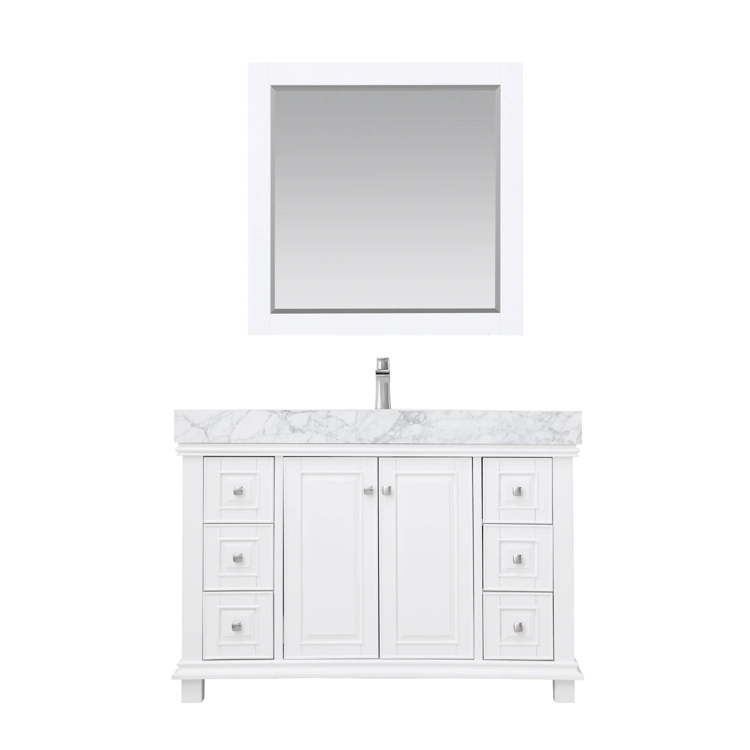 Altair Design Jardin 48" Single Bathroom Vanity Set in White and Carrara White Marble Countertop - Image 2