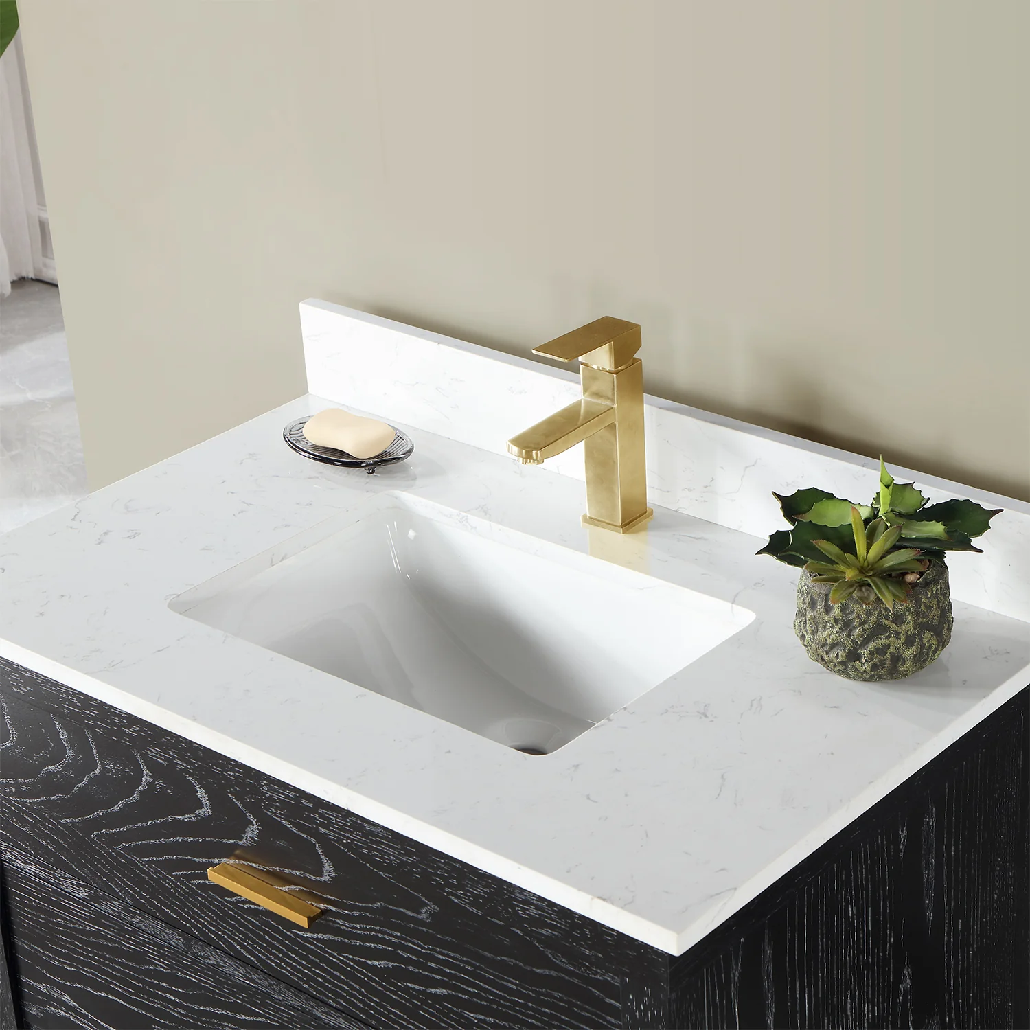Altair Design Kesia 36" Single Bathroom Vanity Set in Black Oak with Aosta White Composite Stone Countertop - Image 16