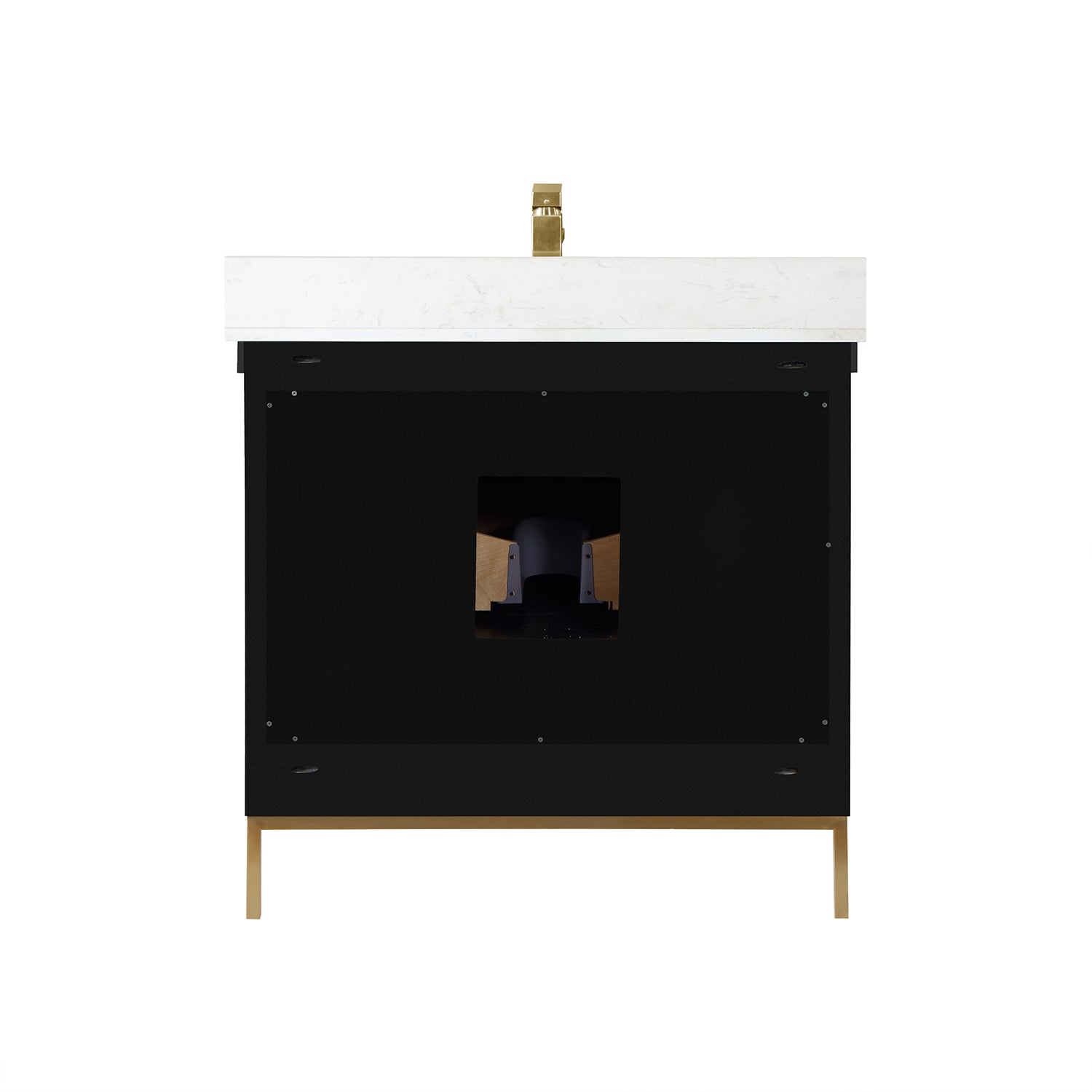 Altair Design Kesia 36" Single Bathroom Vanity Set in Black Oak with Aosta White Composite Stone Countertop - Image 17
