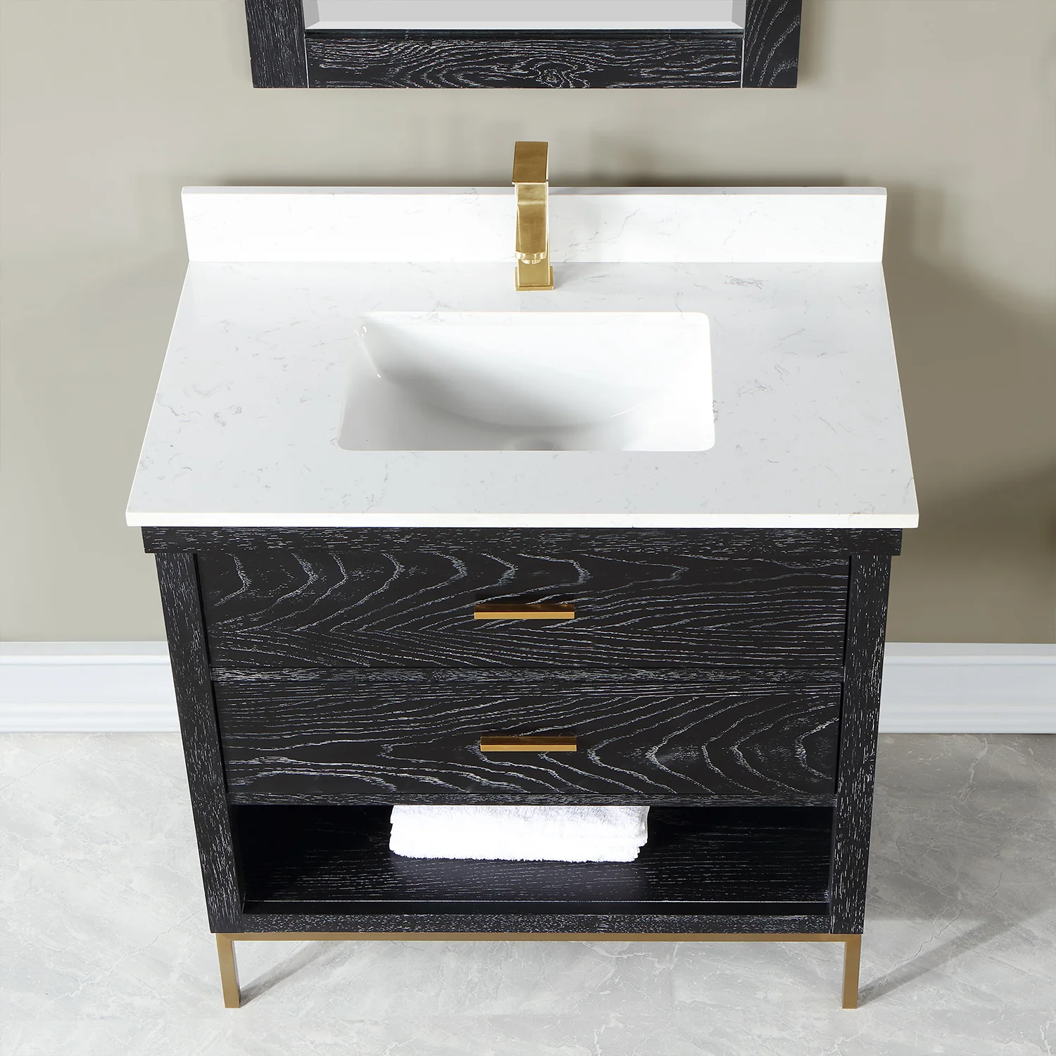 Altair Design Kesia 36" Single Bathroom Vanity Set in Black Oak with Aosta White Composite Stone Countertop - Image 7