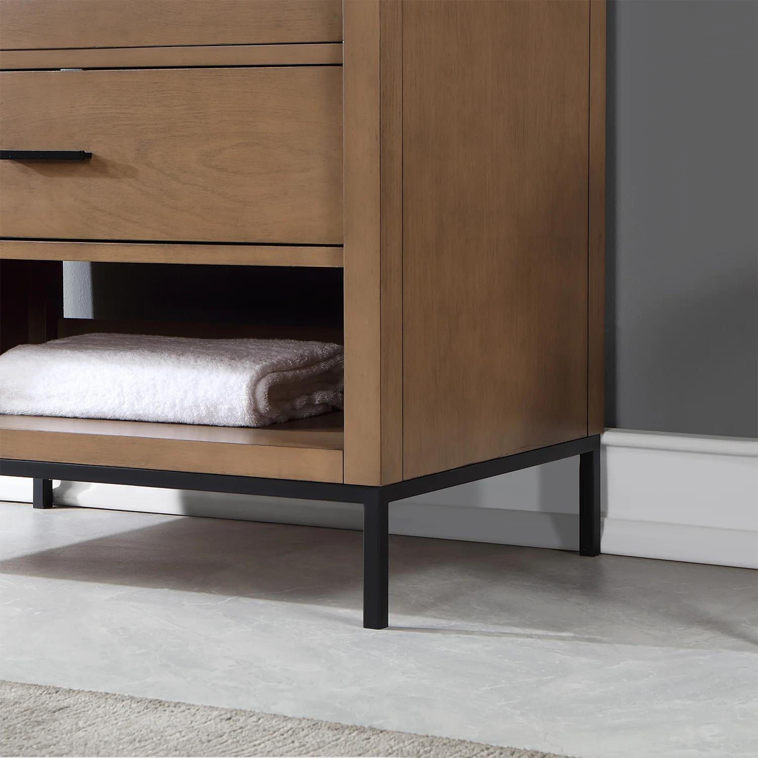 Altair Design Kesia 36" Single Bathroom Vanity Set in Brown Pine with Aosta White Composite Stone Countertop - Image 4