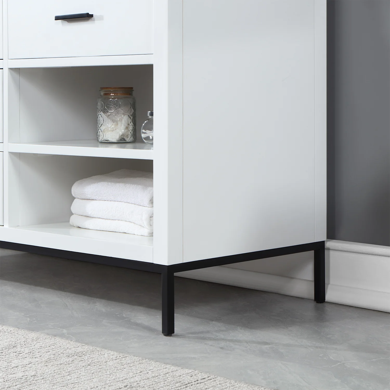 Altair Design Kesia 60" Double Bathroom Vanity Set in White with Aosta White Composite Stone Countertop - Image 12