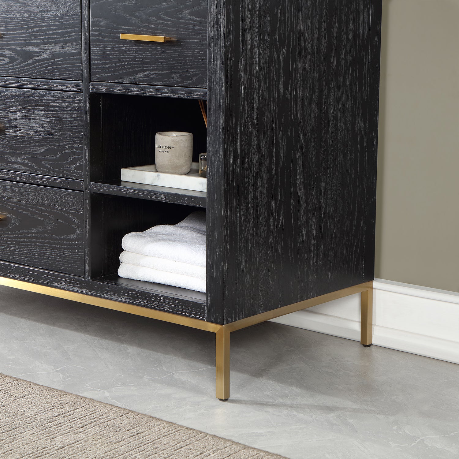 Altair Design Kesia 60" Single Bathroom Vanity Set in Black Oak with Aosta White Composite Stone Countertop - Image 4