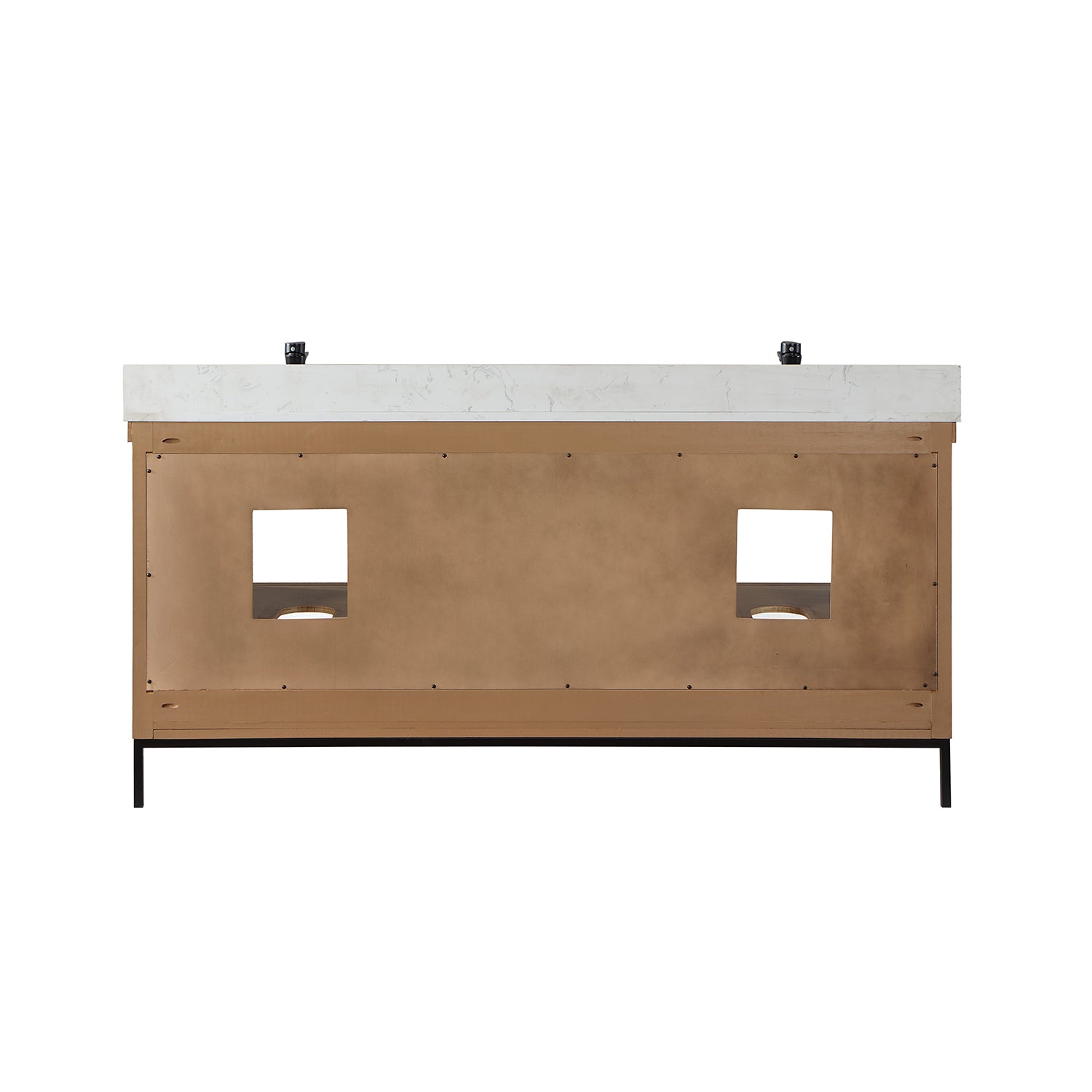 Altair Design Kesia 72" Double Bathroom Vanity Set in Brown Pine with Aosta White Composite Stone Countertop - Image 17