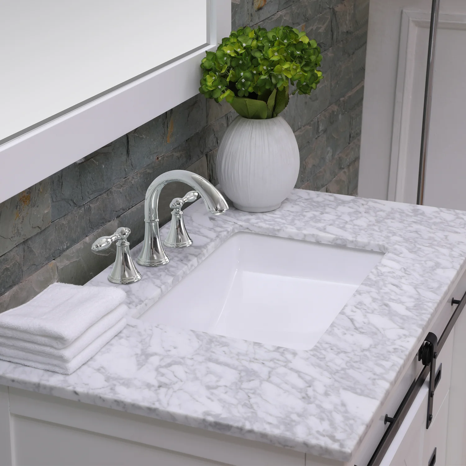 Altair Design Kinsley 36" Single Bathroom Vanity Set in White and Carrara White Marble Countertop - Image 7