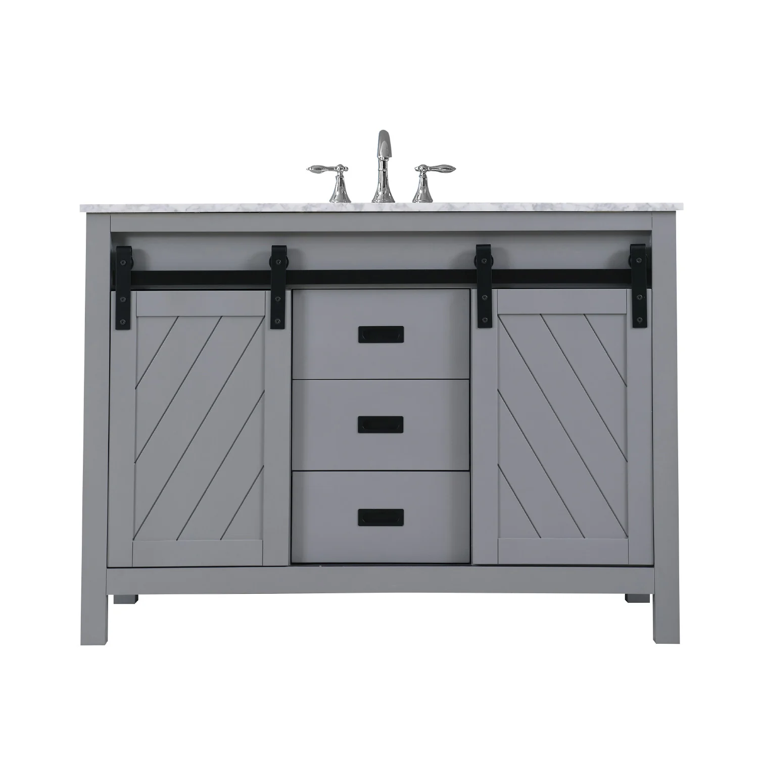 Altair Design Kinsley 48" Single Bathroom Vanity Set in Gray and Carrara White Marble Countertop - Image 10